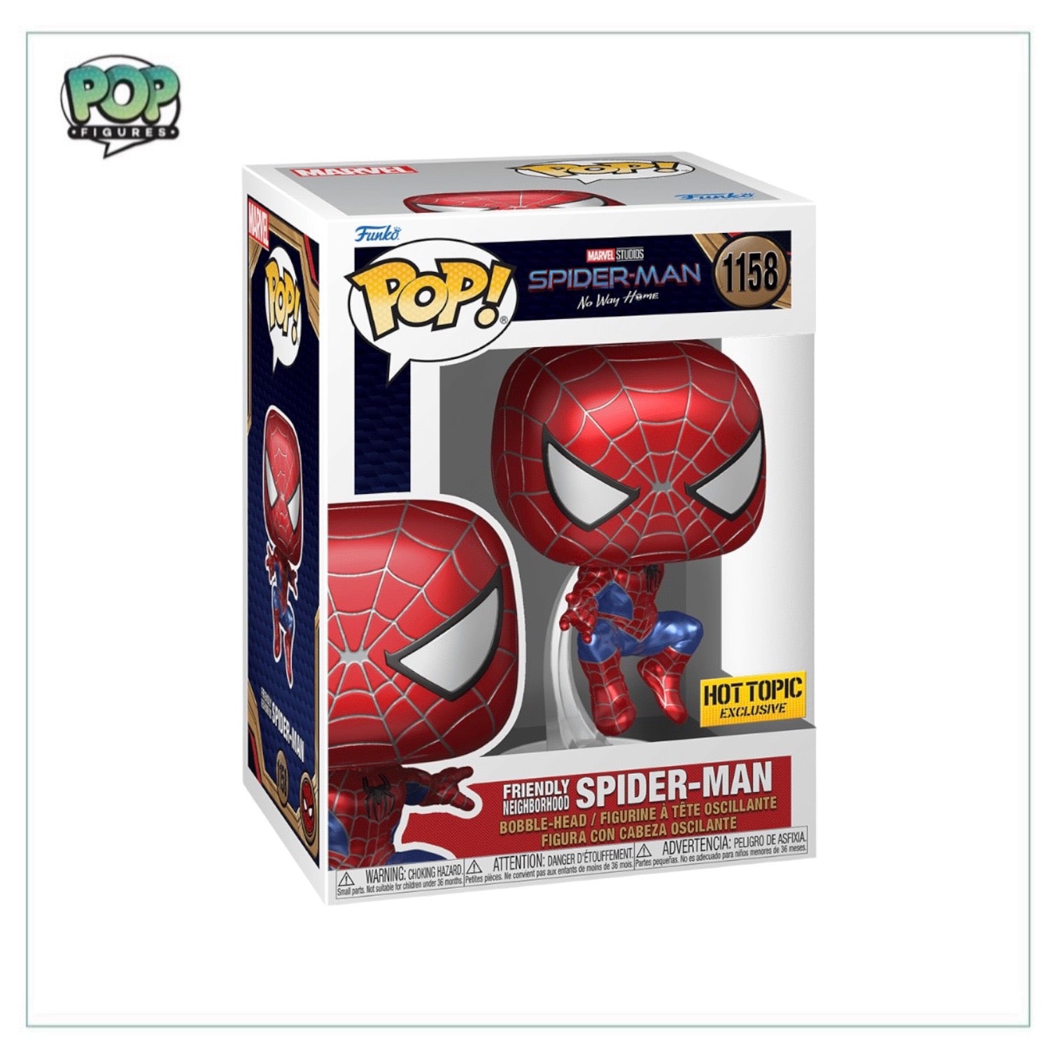 Friendly Neighborhood Spider-Man #1158 (Metallic) Funko Pop! - Spider-Man  No Way Home - Hot Topic Exclusive