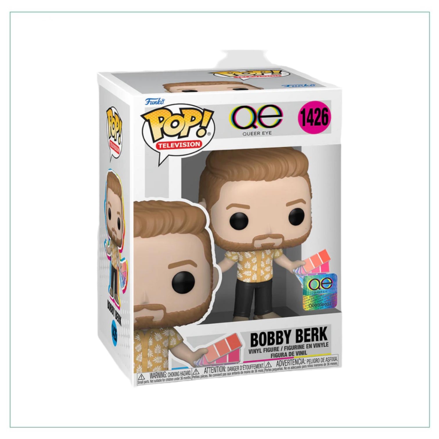 Bobby Berk Funko Pop! figure #1426 from Queer Eye, showcasing his stylish look and vibrant personality in collectible form.