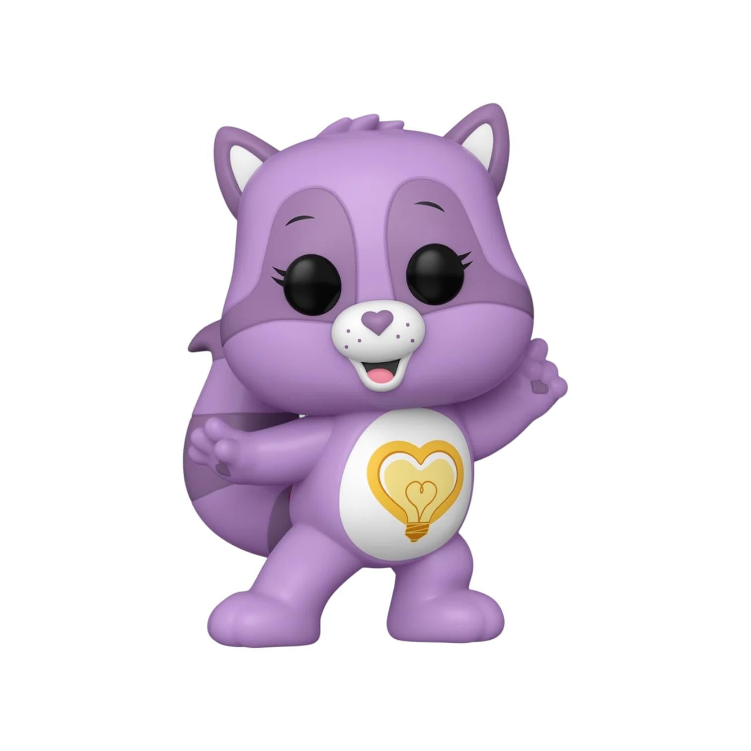 this Cute lilac Raccoon with a yellow light bulb love heart on chest 
