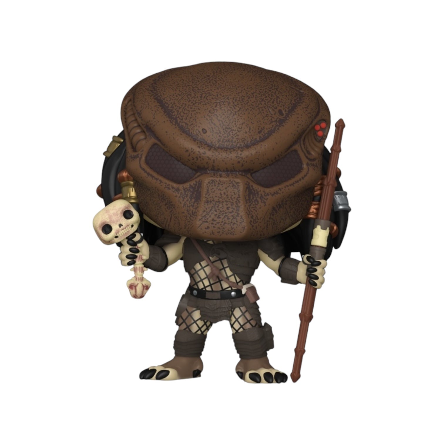 showing a stylized vinyl figure of the City Hunter holding a spear, wearing armor, and featuring a large, detailed helmet with brown and black shading."