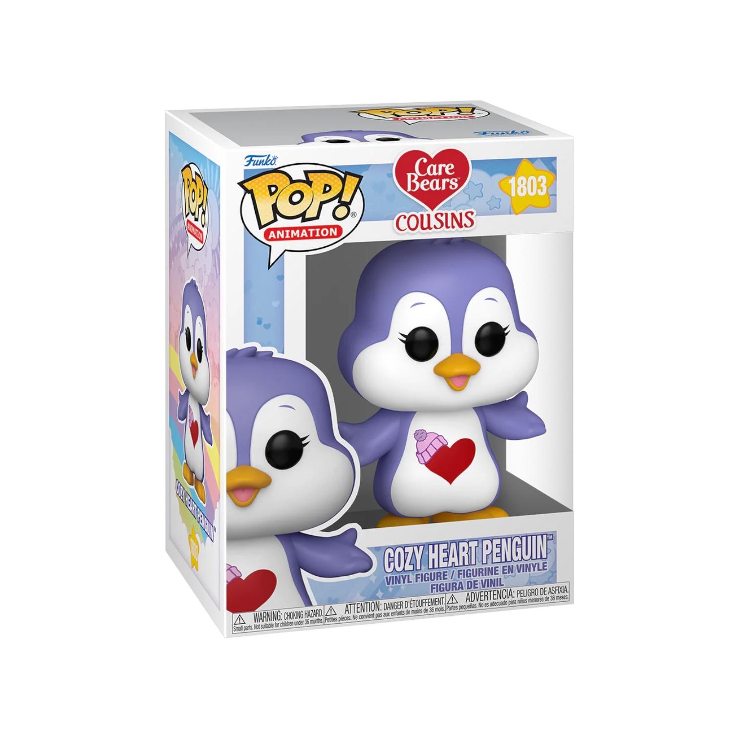 
A adorable purple penguin with a red love heart on his white chest 