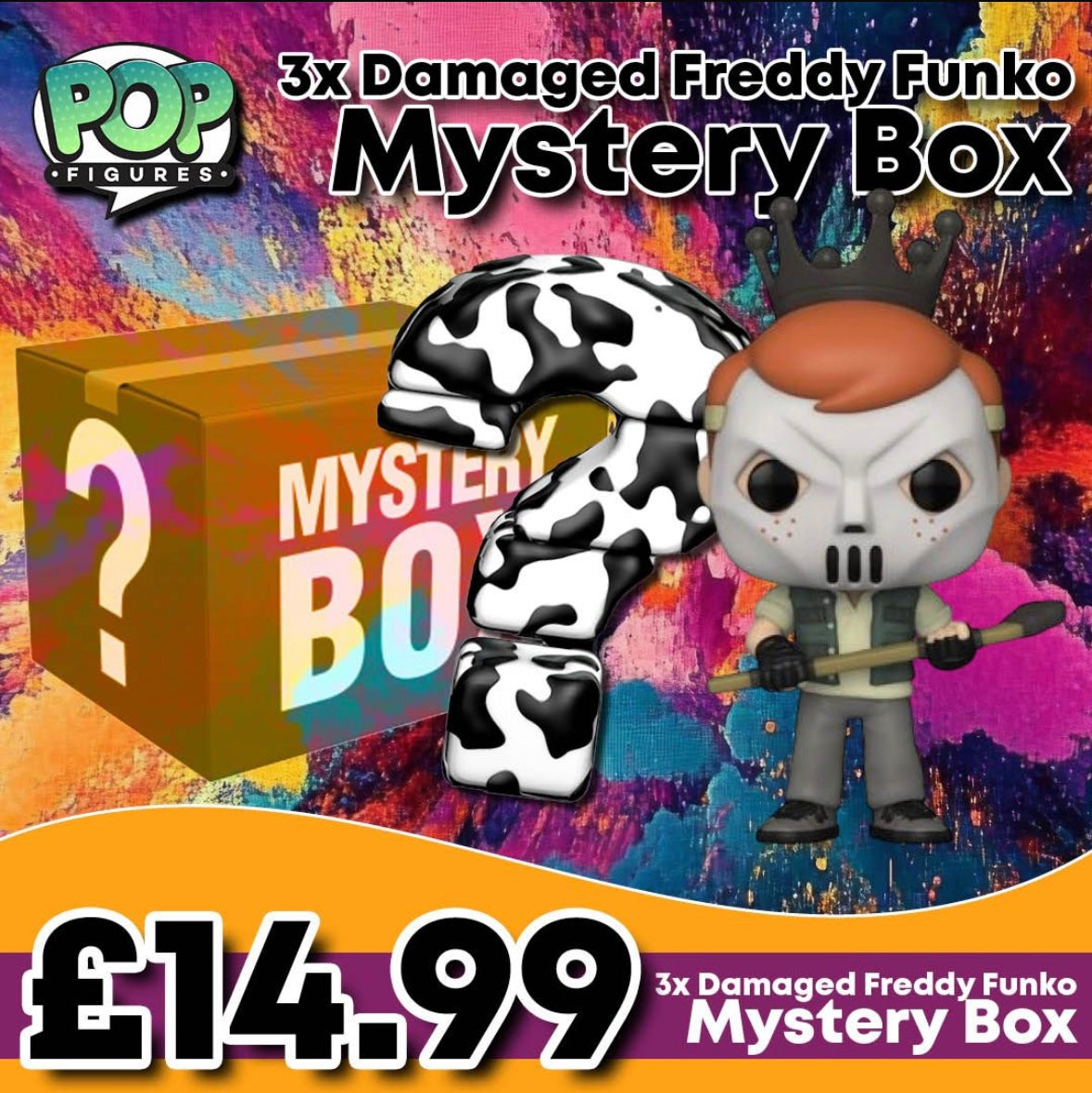 3 Damaged Freddy Funko Pop Mystery Box