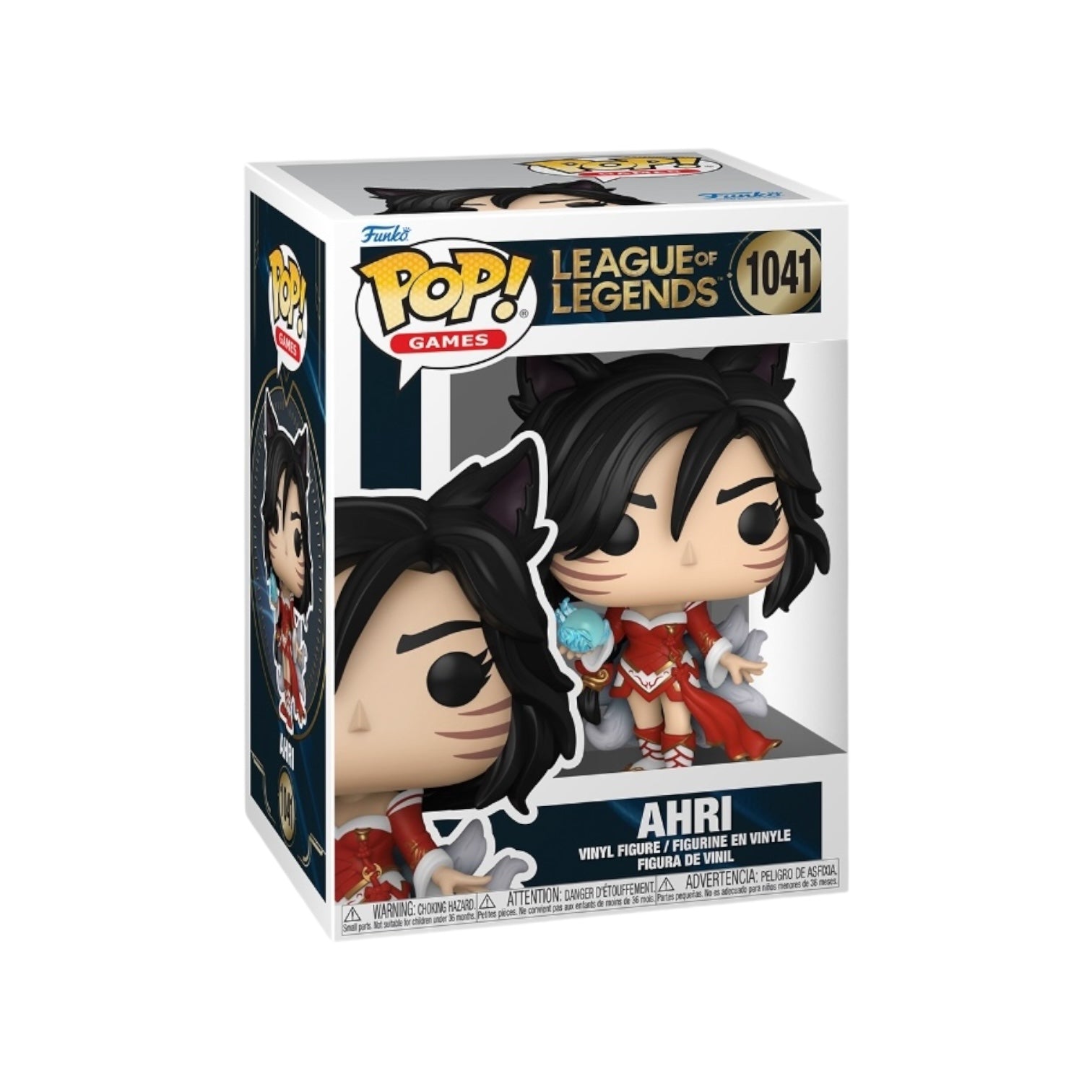 Ahri Funko Pop in a bold red outfit, representing the beloved character from League of Legends