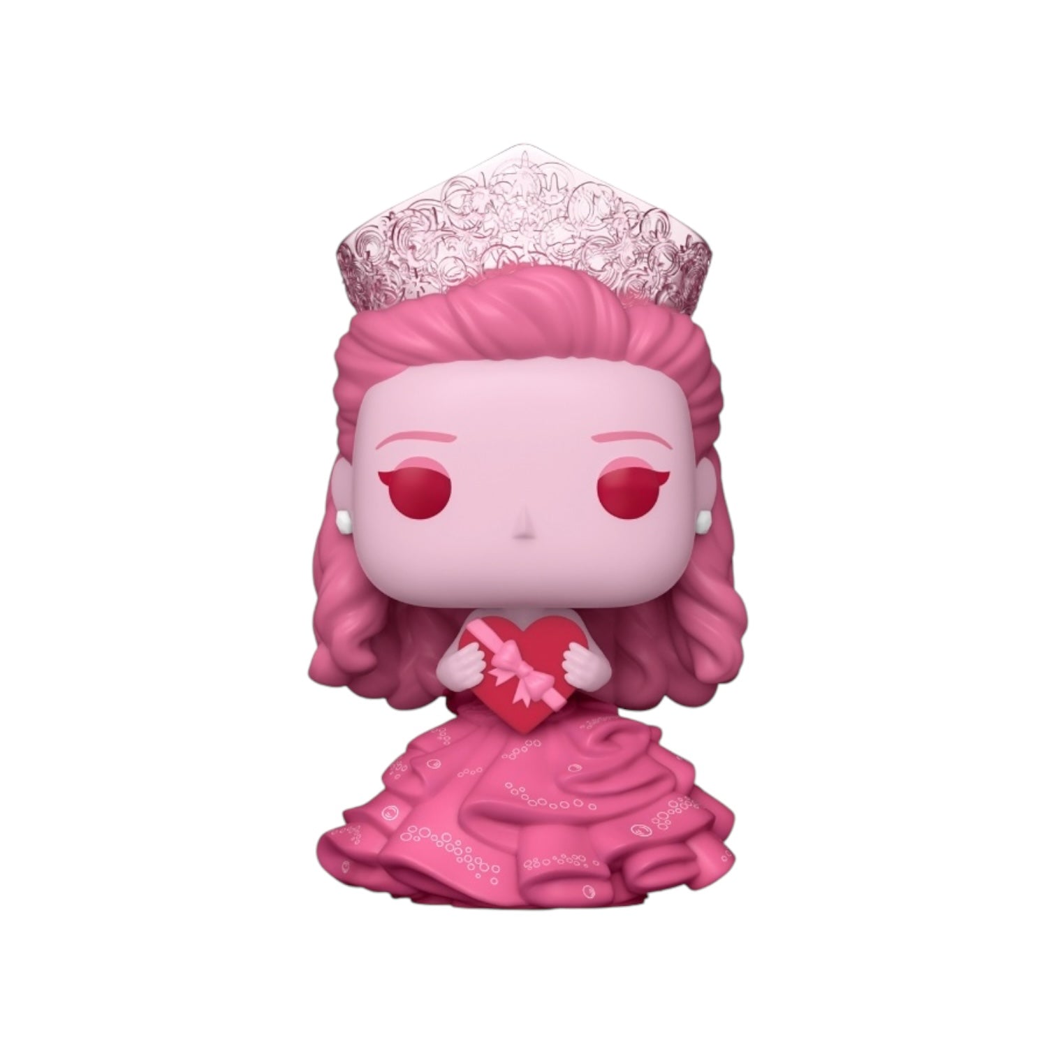 A all pink version of Glinda holding an all pink chocolate box, not in external packaging 