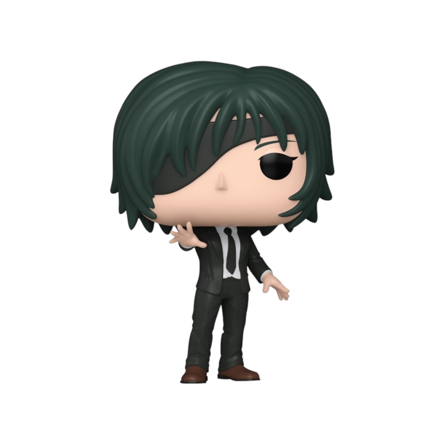 Himeno #1760 Funko Pop, With the iconic eye patch with Emerald Green hair and wearing a black suit and tie 