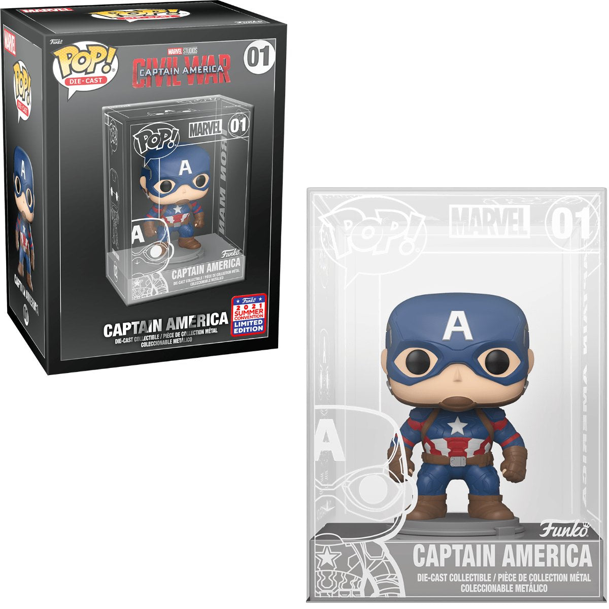 Captain America #01 : Funko Pop! Die-Cast : Civil War Captain America : 2021 Summer Convention Limited Edition