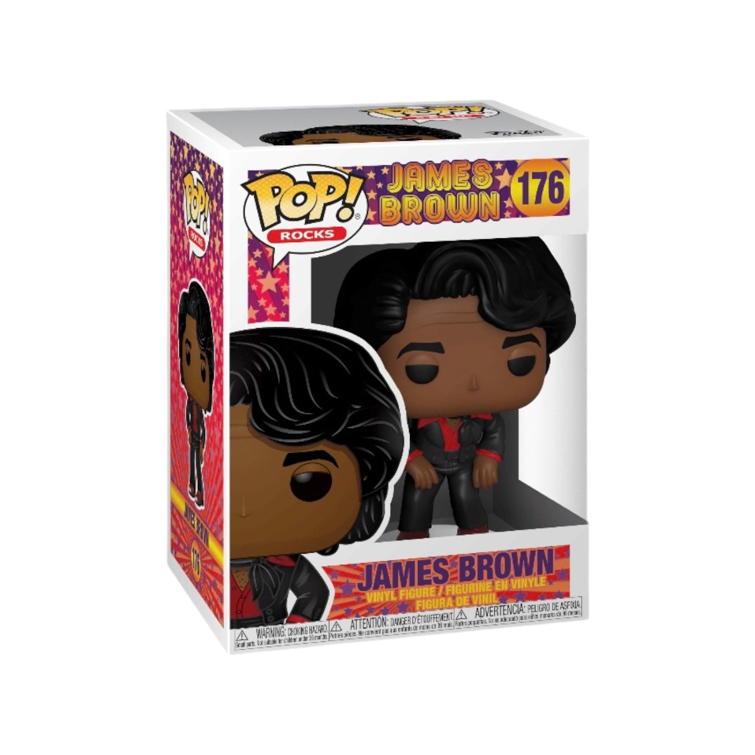 James Brown #176 Funko Pop! figure, showcasing the iconic musician in a colorful and fun collectible style.