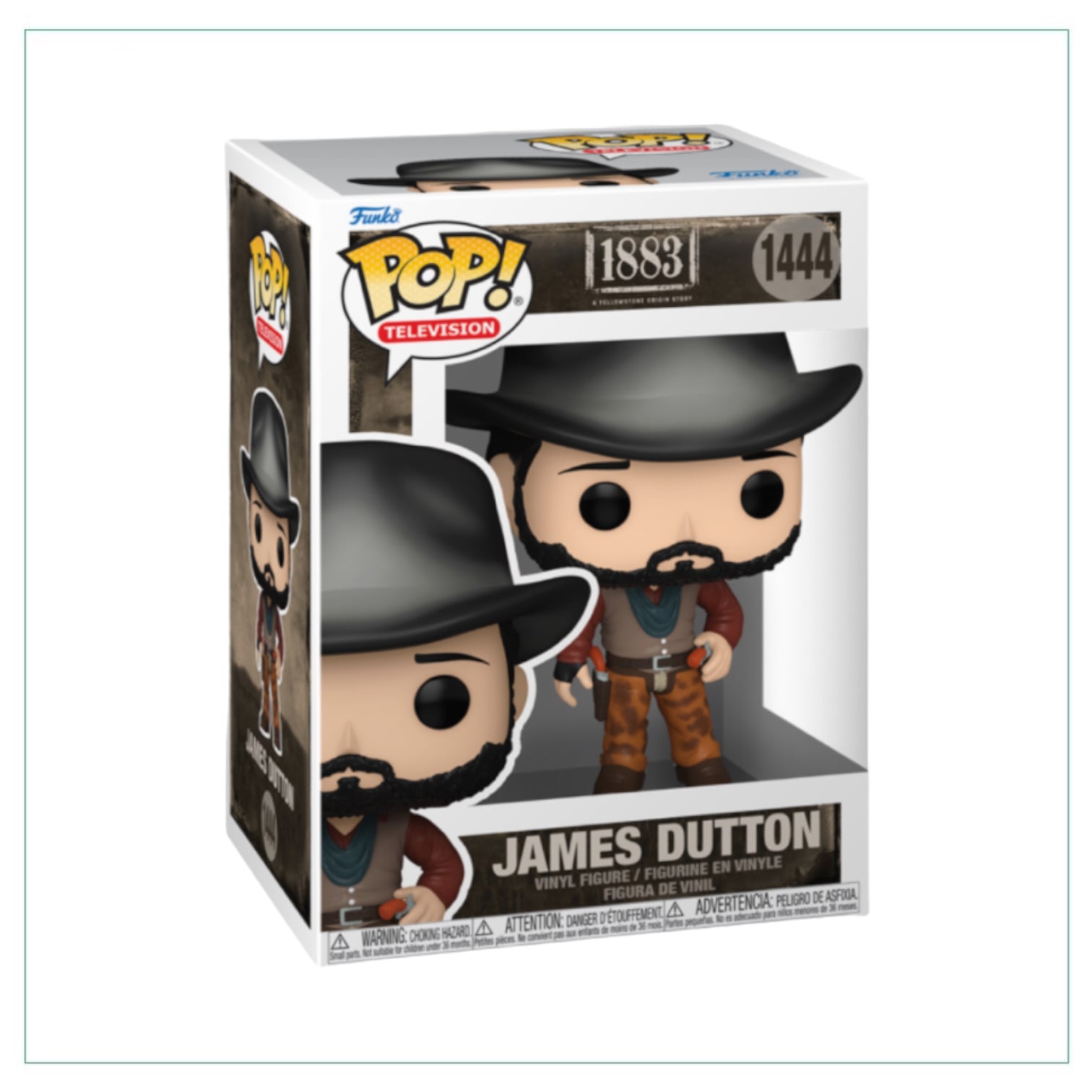 Funko Pop! figure of James Dutton from Yellowstone 1883, numbered #1444, showcasing his iconic Western attire.