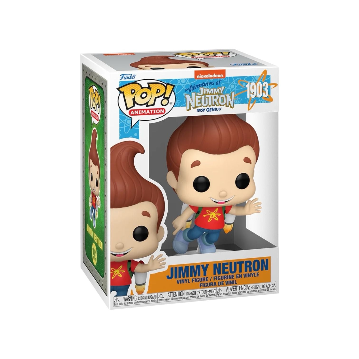 Jimmy Neutron Funko Pop  Displayed Floating with a jet pack 