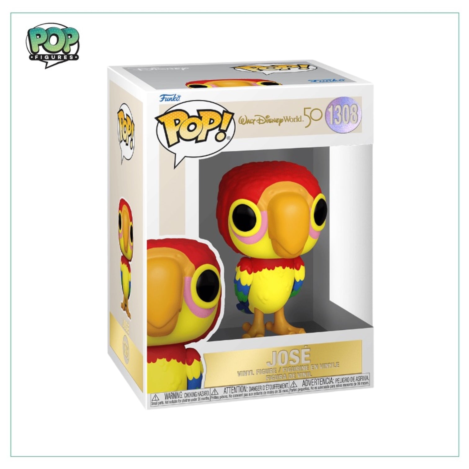 Jose #1308 Funko Pop! figure, a colorful tribute to Walt Disney World's 50th anniversary, perfect for collectors and fans. 