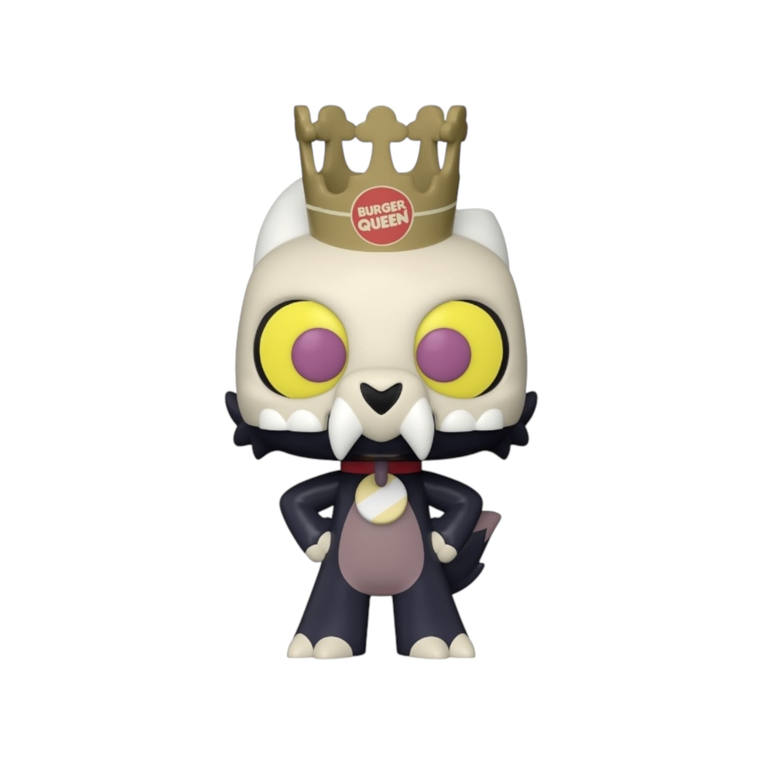 character from the Disney Movie King he has white face , blue body and bright yellow and pink eyes wearing gold crown chase variant 