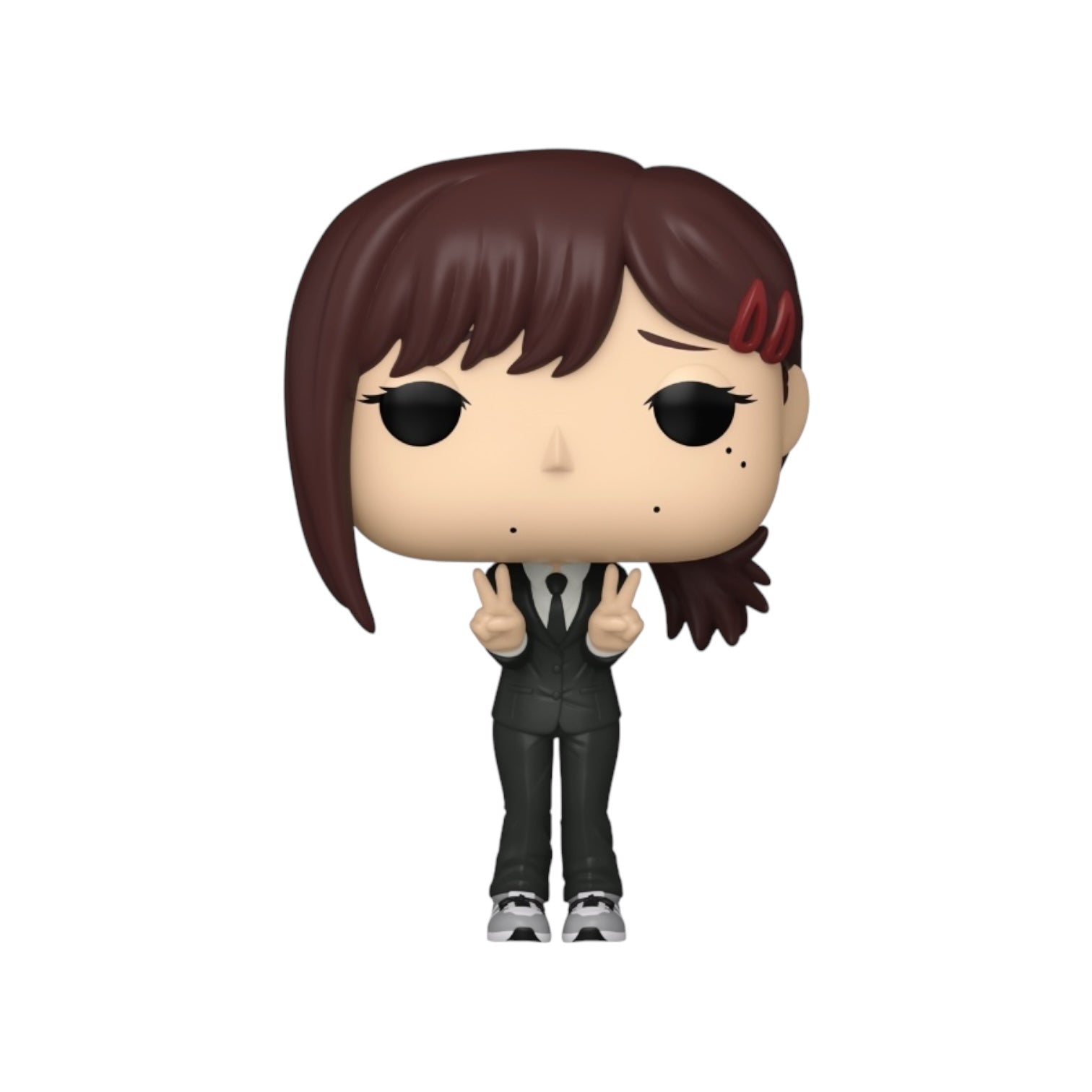 Kobeni #1762 Funko Pop, wearing brown hair and two red clips in hair 