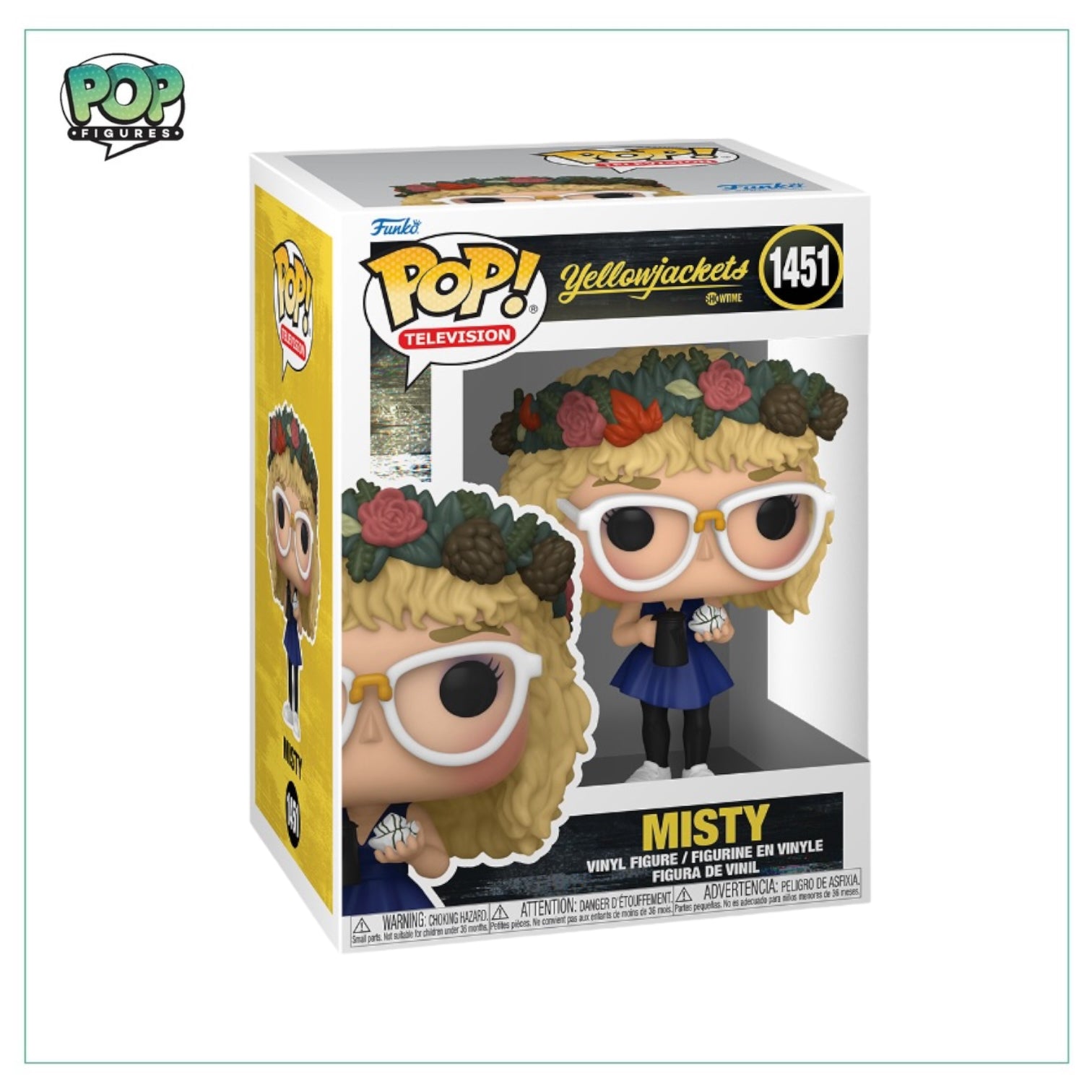 Misty #1451 Funko Pop! figure from Showtime's YellowJackets, featuring her signature look in vibrant colors.