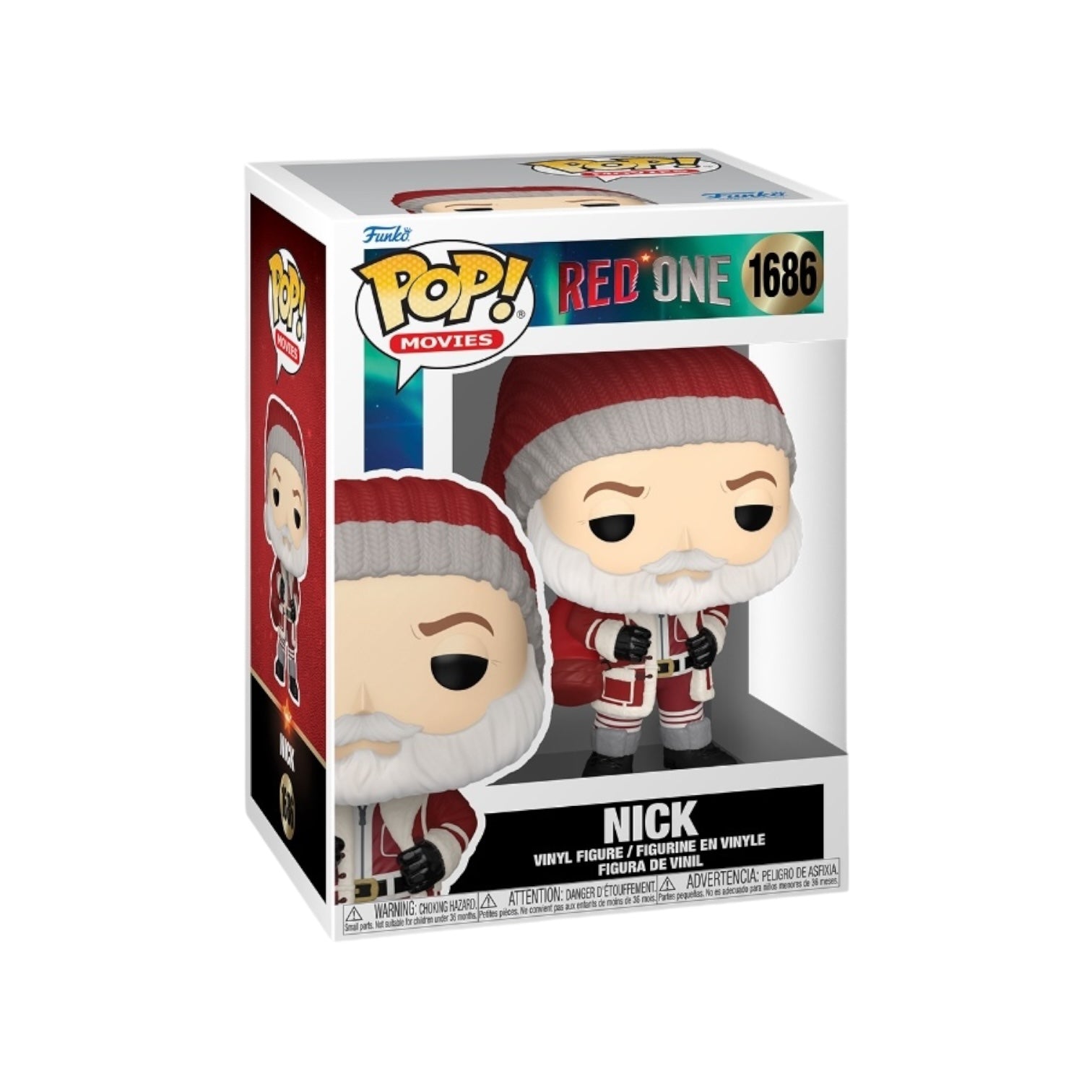 Nick from Red One Funko Pop wearing hi famous Santa outfit with sack