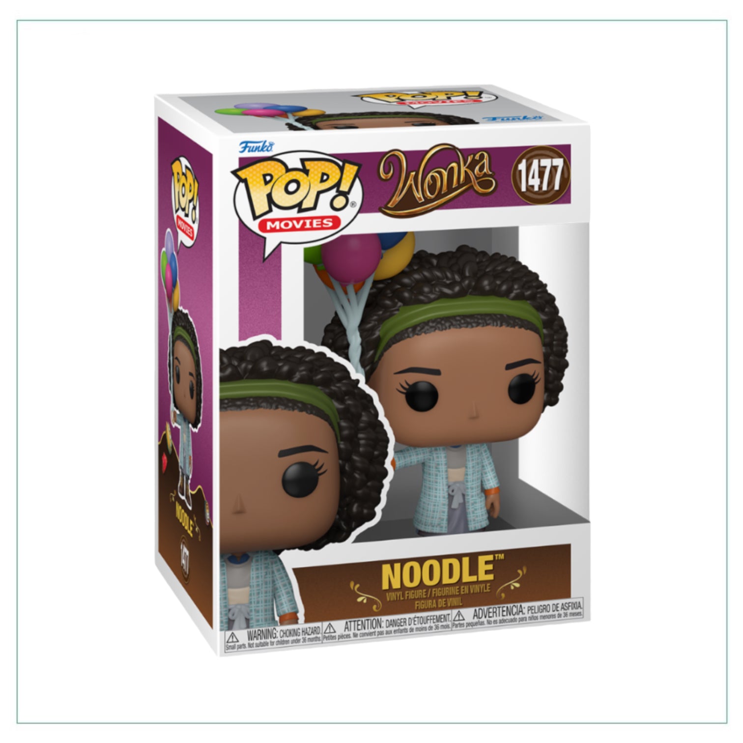 Funko Pop! figure of Noodle #1477 from Wonka, featuring a colorful design and playful expression.