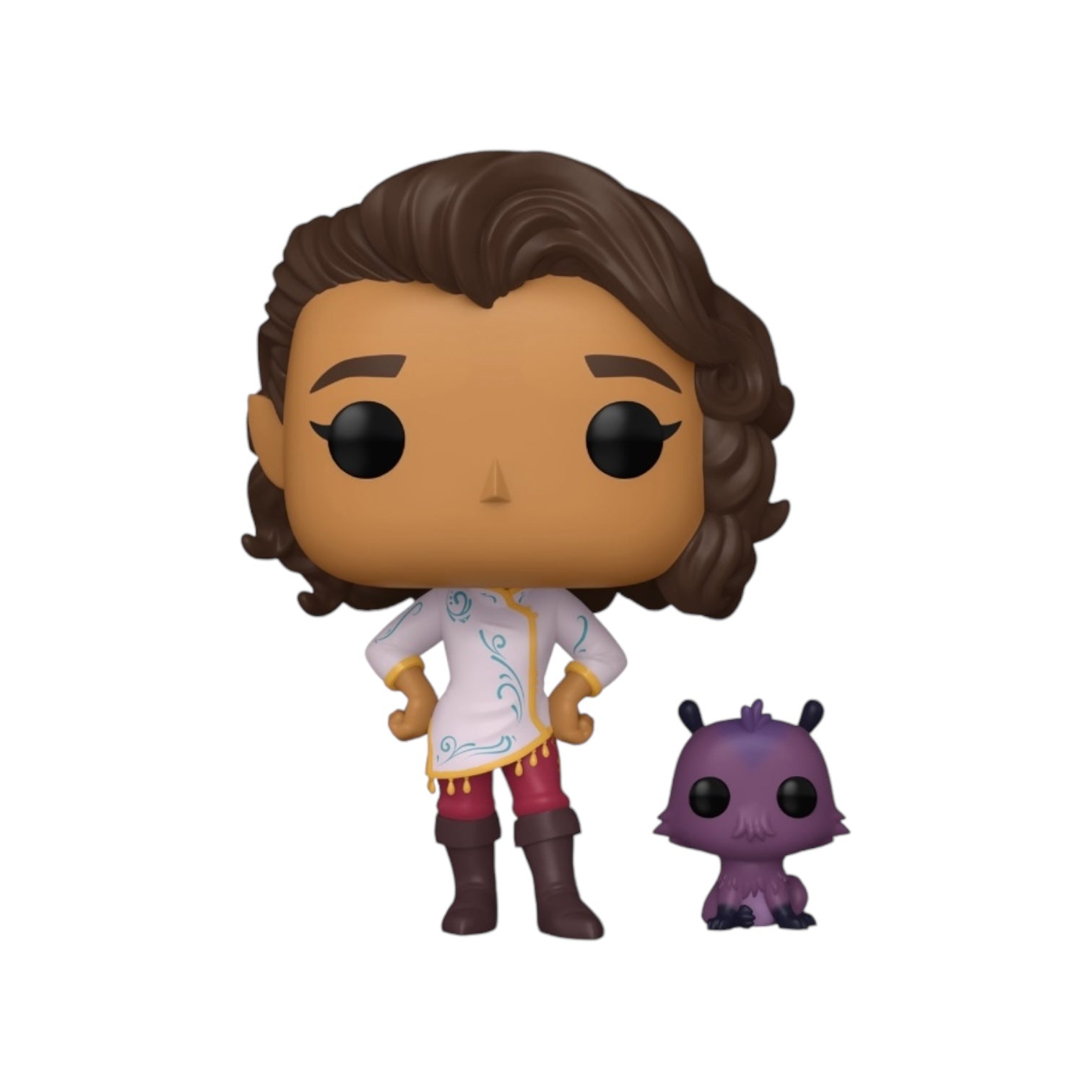 Her wavy hair, adorned with delicate flowers, flows gracefully, framing her warm smile. This adorable Flink Funko Pop captures the mischievous charm of Ellian’s trusty sidekick. With oversized eyes and a playful grin, Flink is designed with vibrant colors and a whimsical pose, showcasing his energetic personality