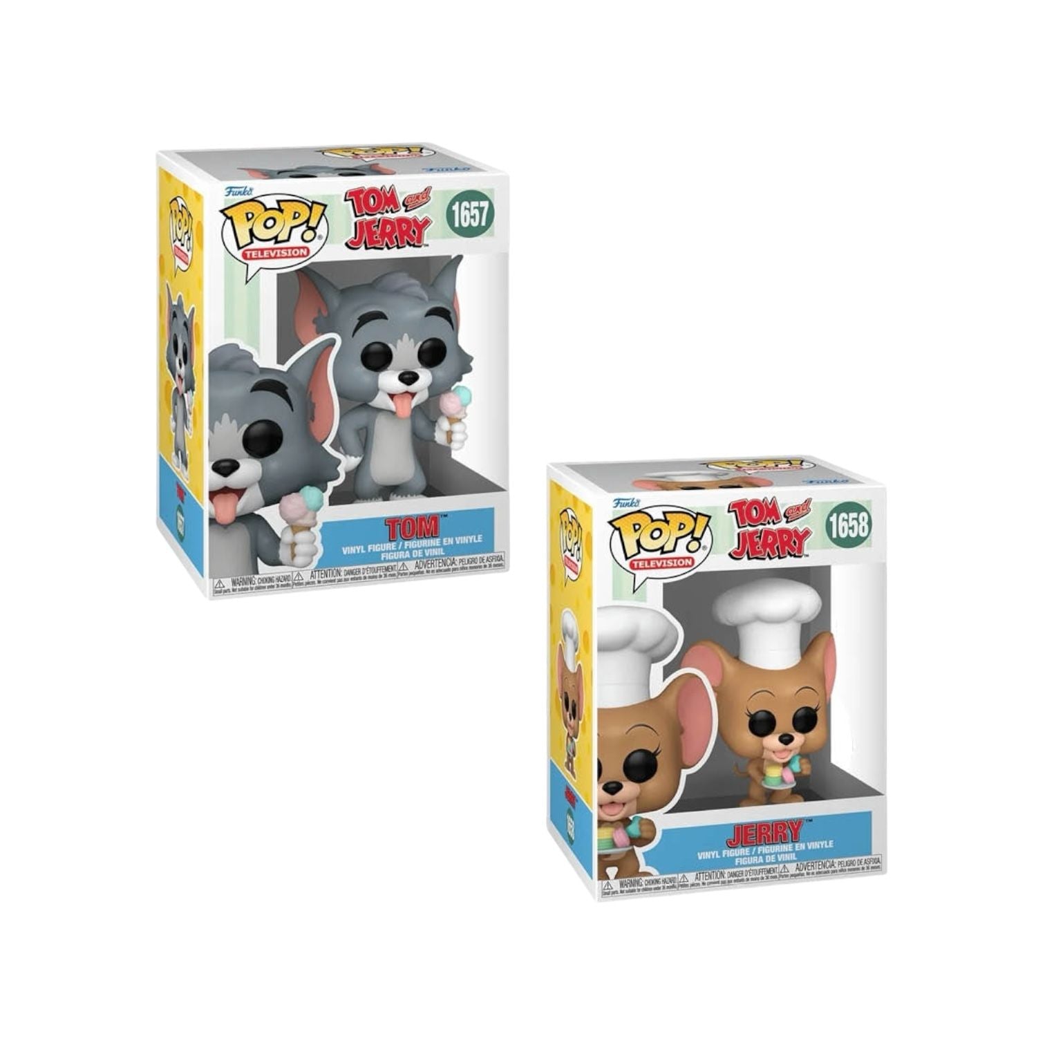 Tom with Ice Cream #1657 Funko Pop! & Jerry with Macaroons #1658 Funko Pop! - Tom & Jerry Funko Bundle