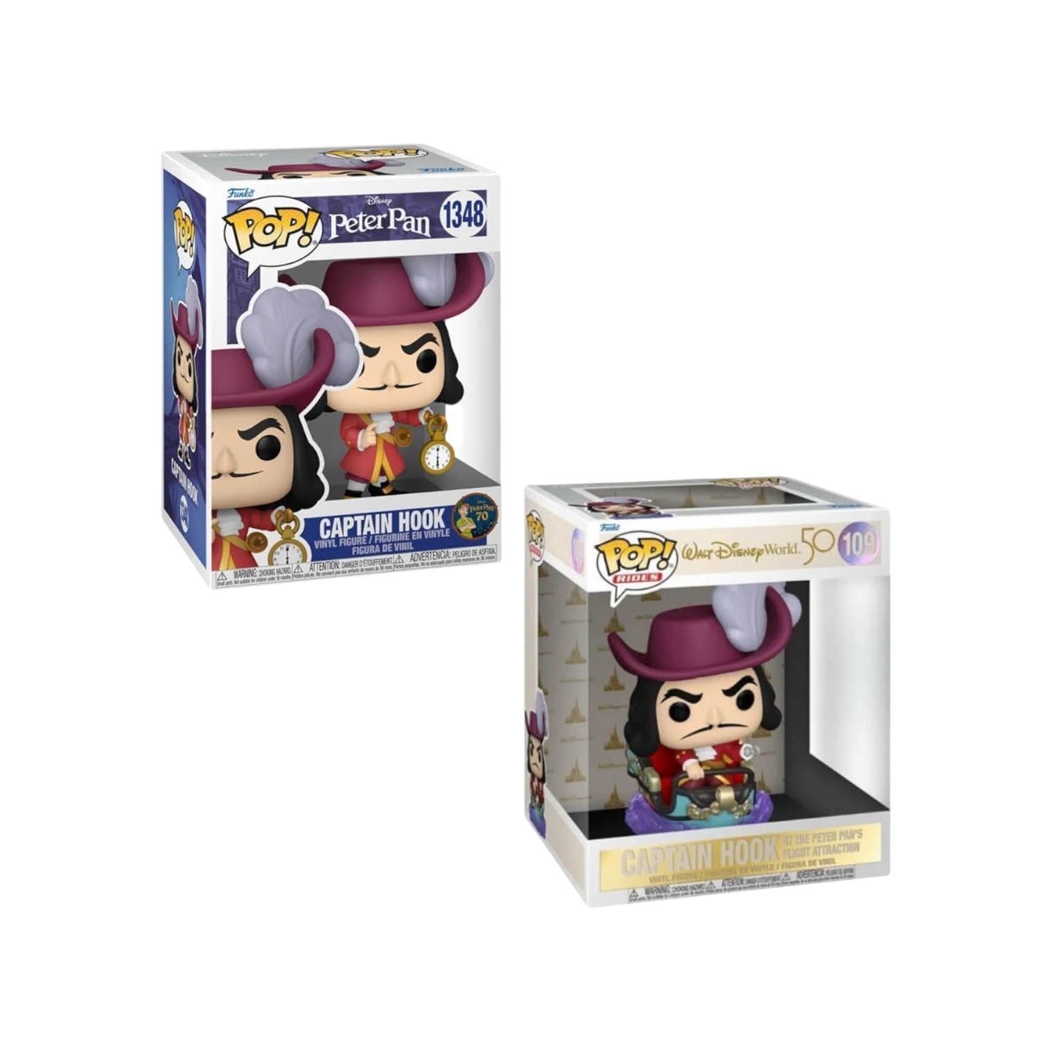 Captain Hook #1348 Funko Pop! - Peter Pan & Captain Hook at the Peter Pan’s Flight Attraction #109 Funko Pop! - Disney Bundle