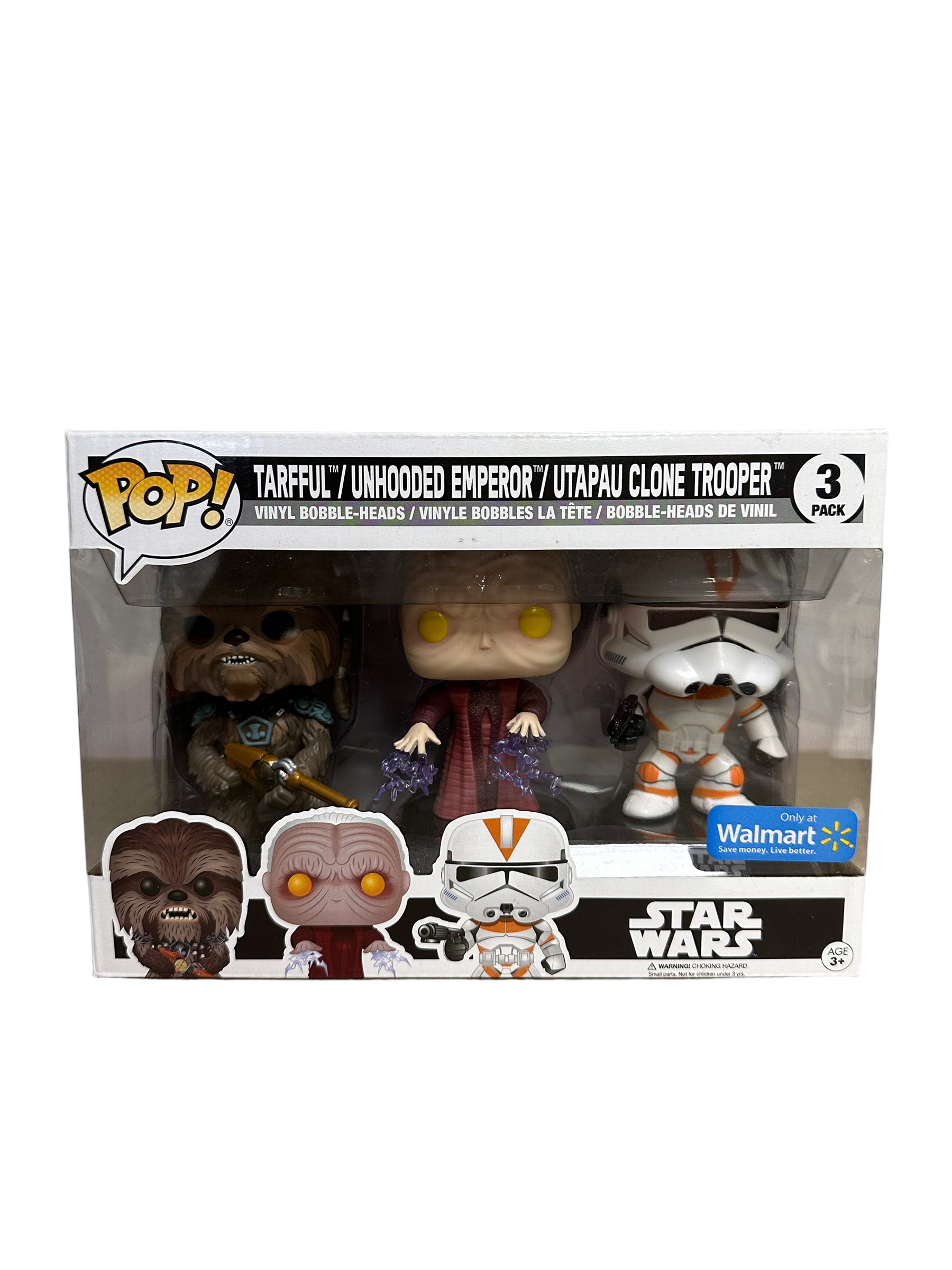 Tarfful / Unhooded Emperor / Utapau Clone Trooper 3 Pack Funko Pop! - Star Wars - Walmart Exclusive - Condition 9/10