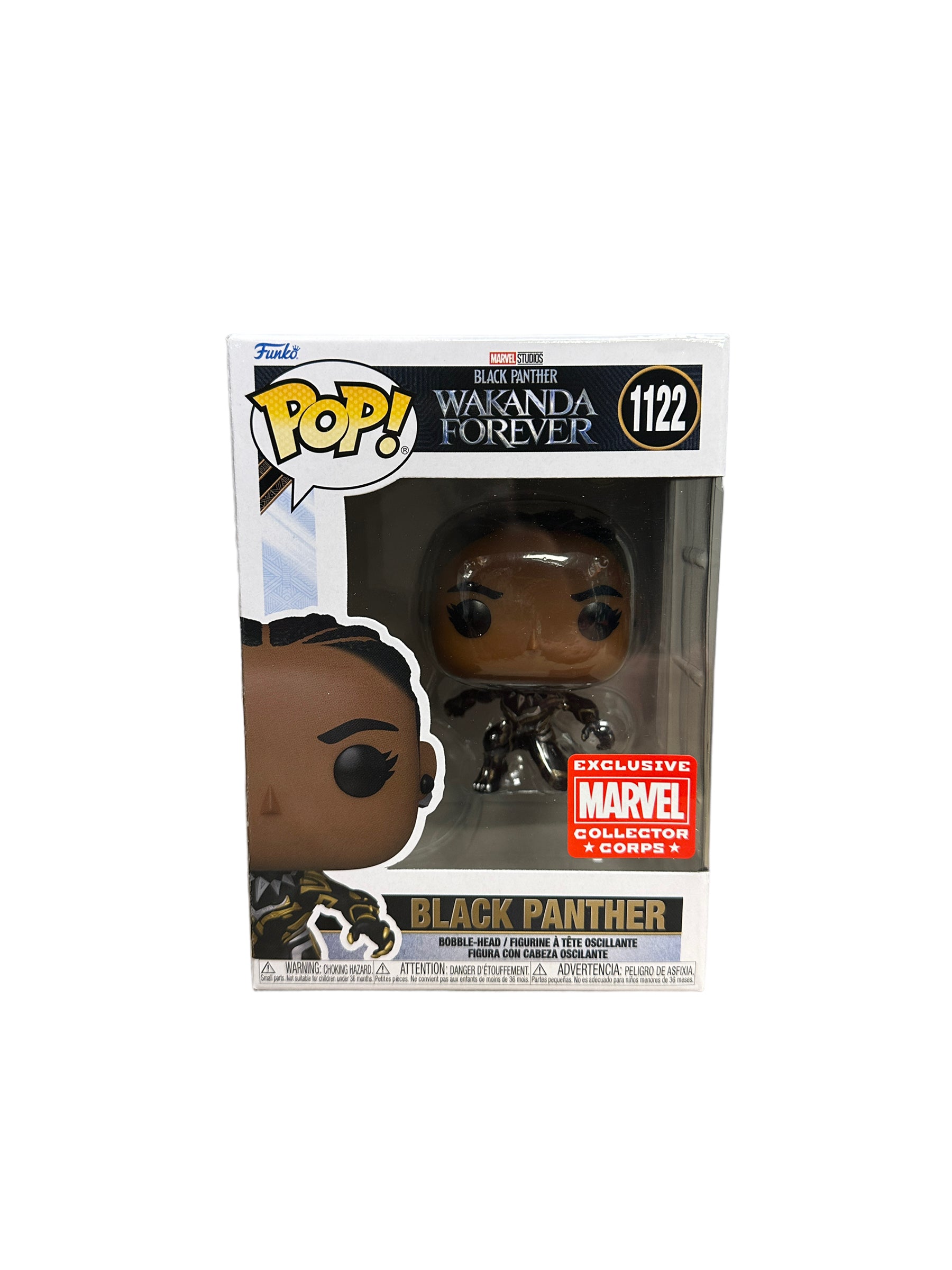 Black Panther #1122 (Unmasked) Funko Pop! - Black Panther - Marvel Collector Corps Exclusive - Condition 9/10