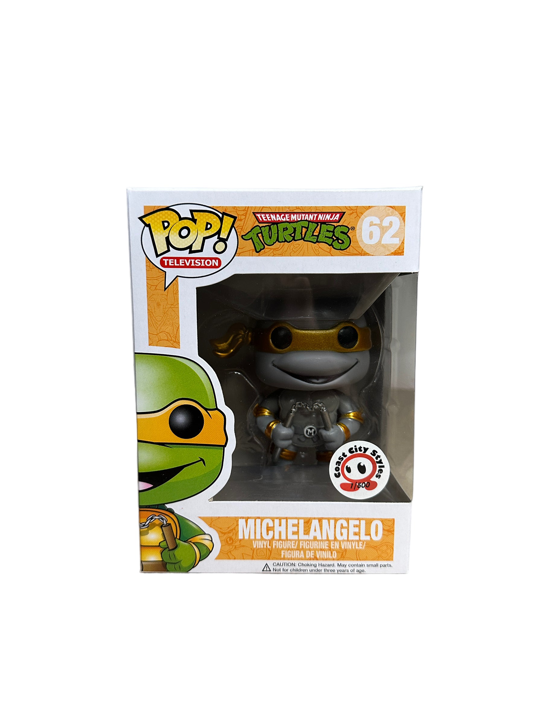 Michelangelo #62 (Grayscale Metallic) Funko Pop! - Teenage Mutant Ninja Turtles - Coast City Styles Exclusive LE500 Pcs - Condition 8.75/10