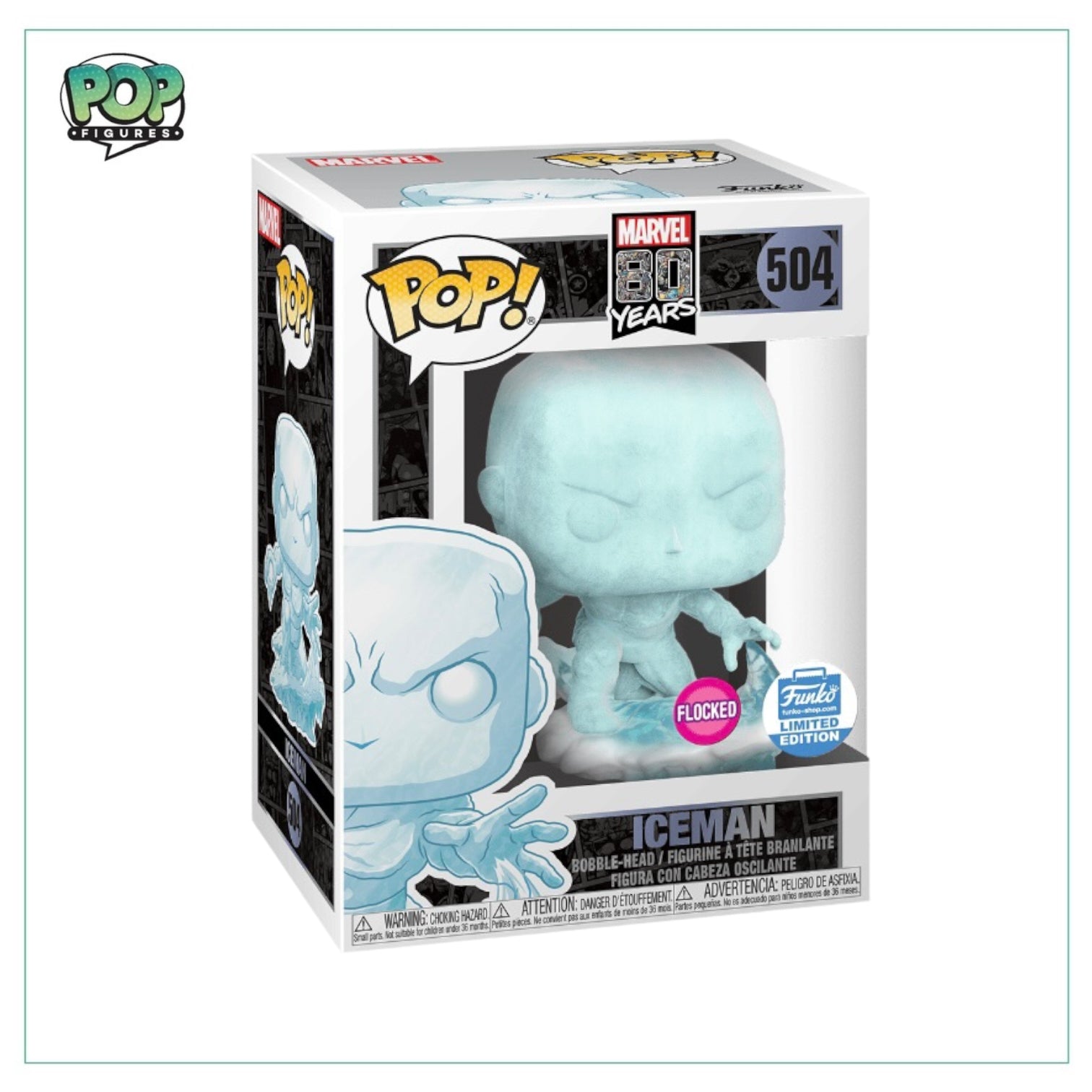  Funko POP! Marvel: Iceman [Flocked] #504 Limited Edition  Exclusive : Toys & Games