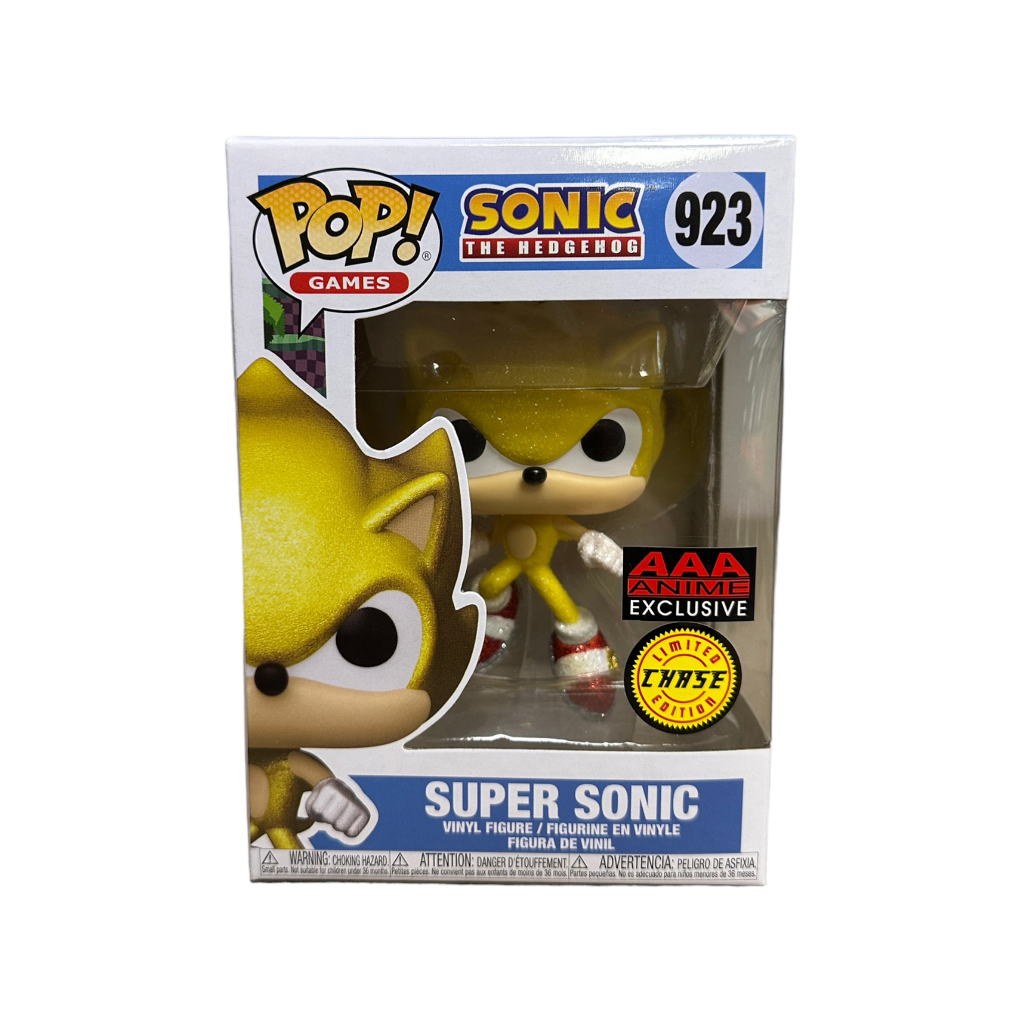 Super Sonic #923 (Glitter Action Pose Chase) Funko Pop! - Sonic The Hedgehog - AAA Anime Exclusive - Condition 8.5/10