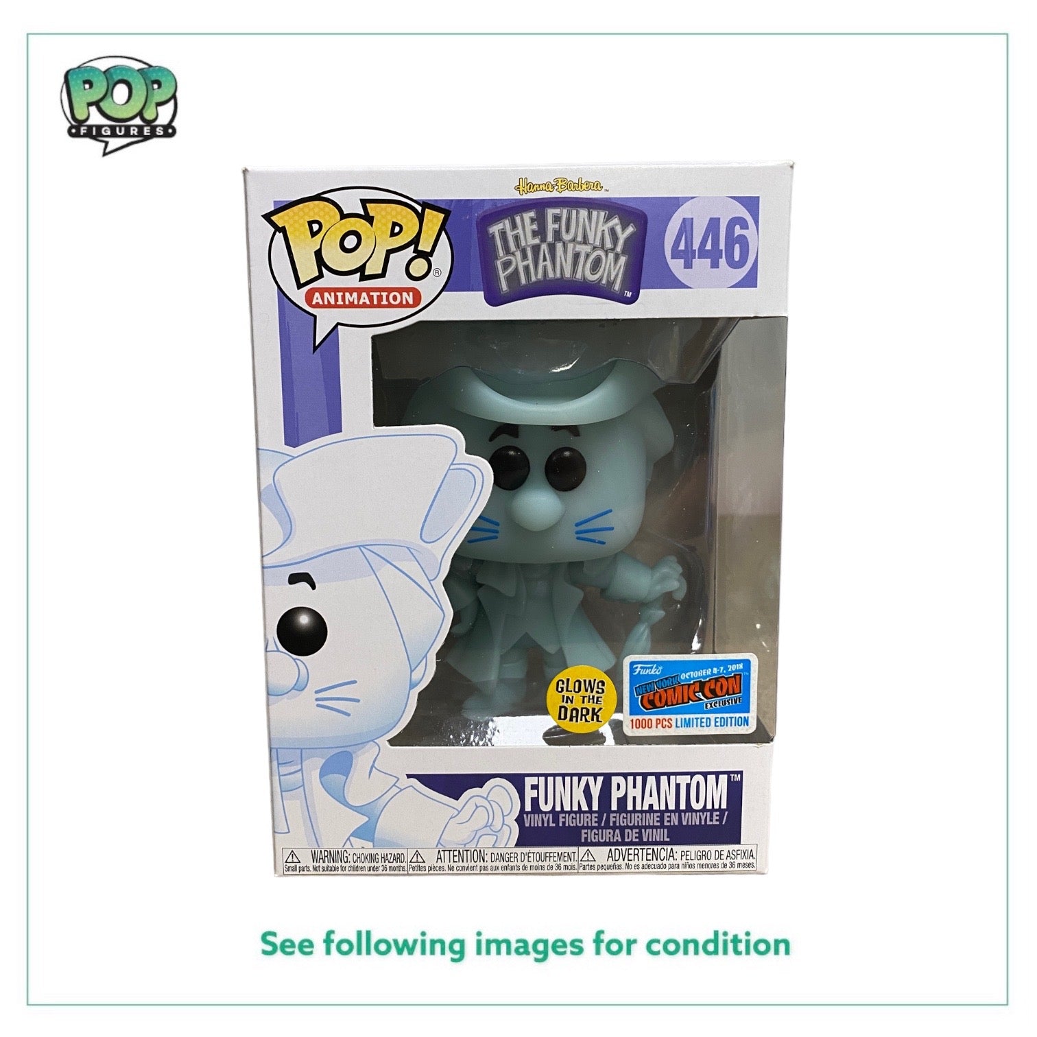 Funky Phantom #446 (Glows in the Dark) Funko Pop! - The Funky Phantom - NYCC 2018 Official Convention Exclusive LE1000 Pcs - Condition 8.5/10