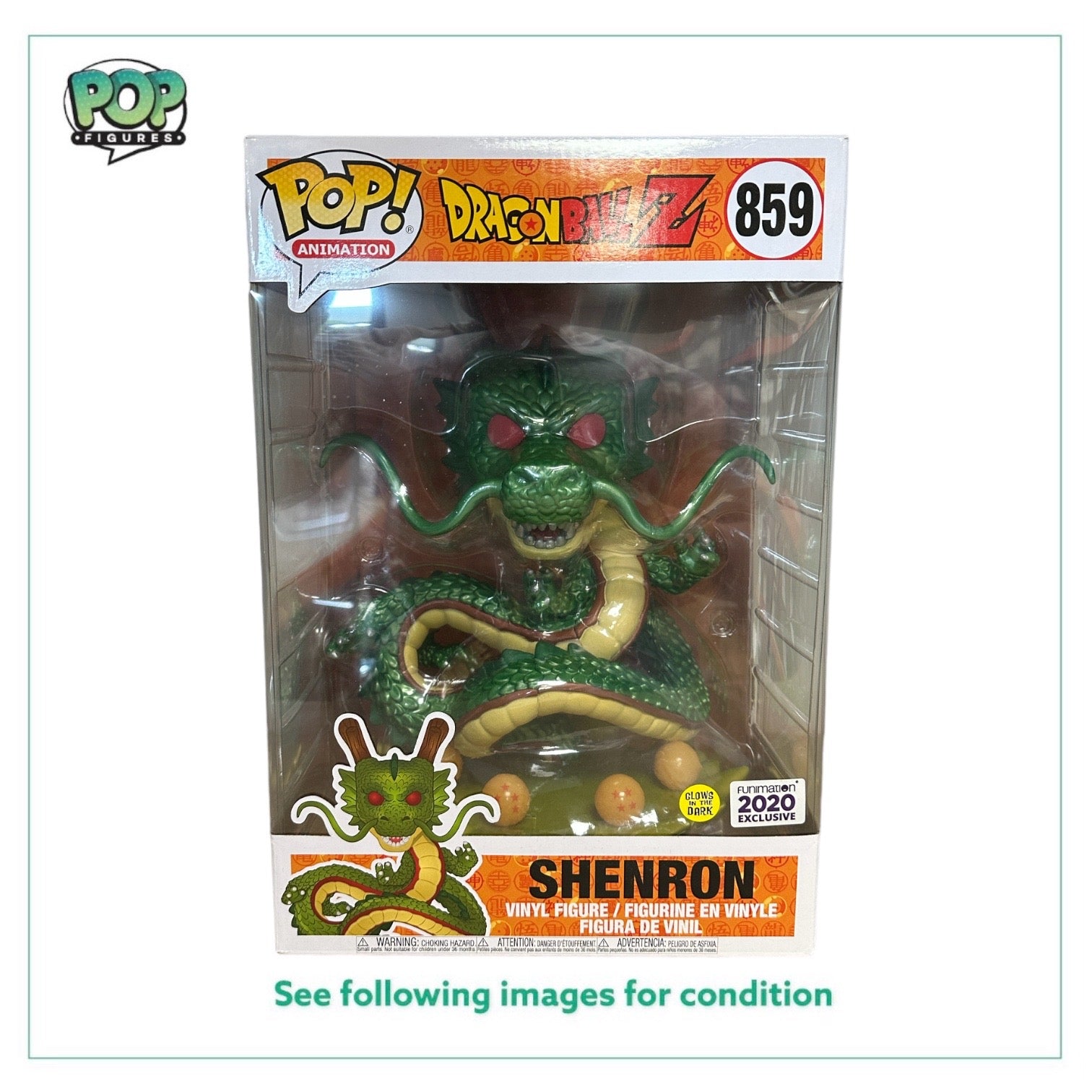 Shenron #859 (Metallic / Glows in the Dark) 10" Funko Pop! - Dragon Ball Z - Funimation 2020 Exclusive - Condition 8.75/10