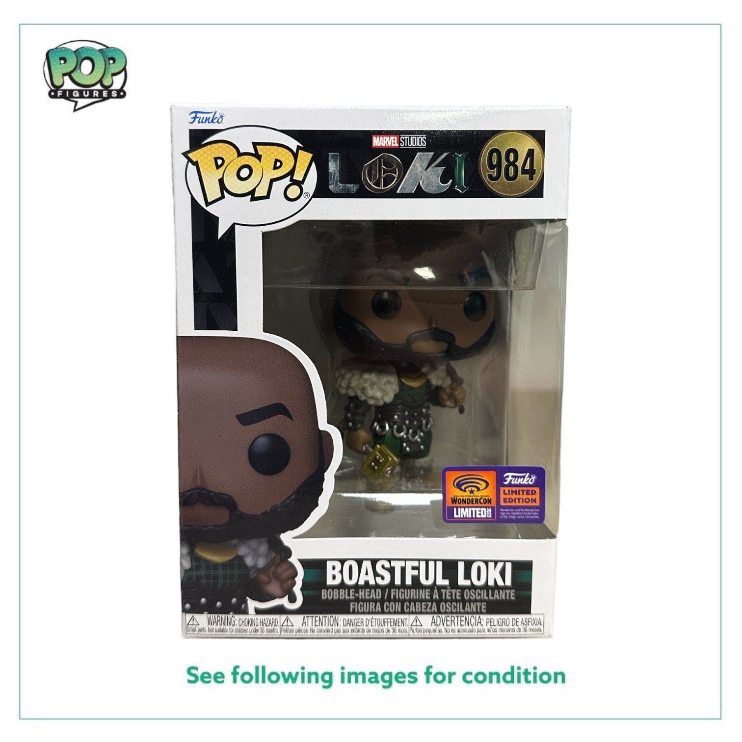 Boastful Loki #984 Funko Pop! - Loki - WonderCon 2022 Official Convention Exclusive - Condition 8.75/10