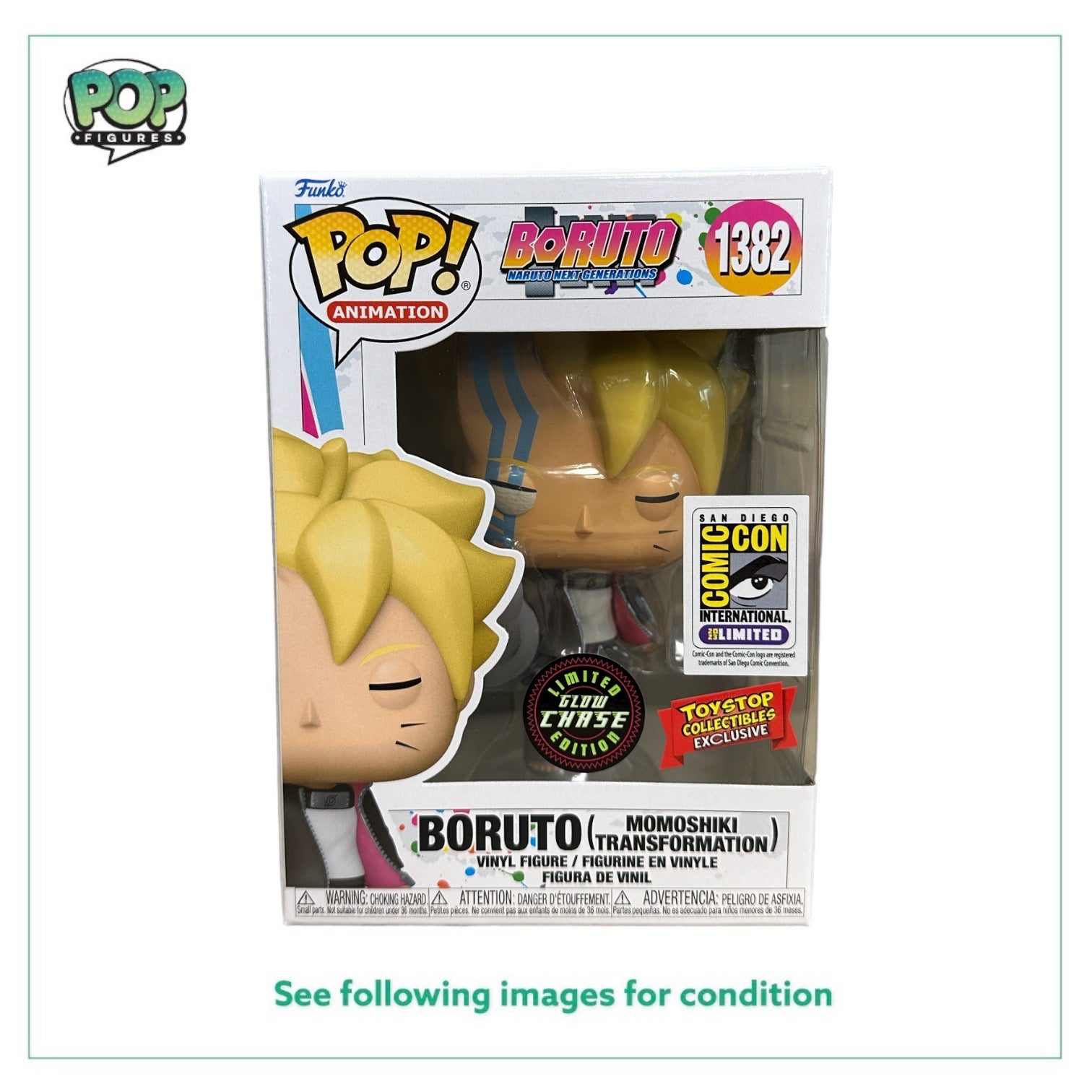 Boruto (Momoshiki Transformation) #1382 (Glow Chase) Funko Pop! - Boruto: Naruto Next Generations - SDCC 2023 / Toystop Collectibles Exclusive - Condition 9.5/10