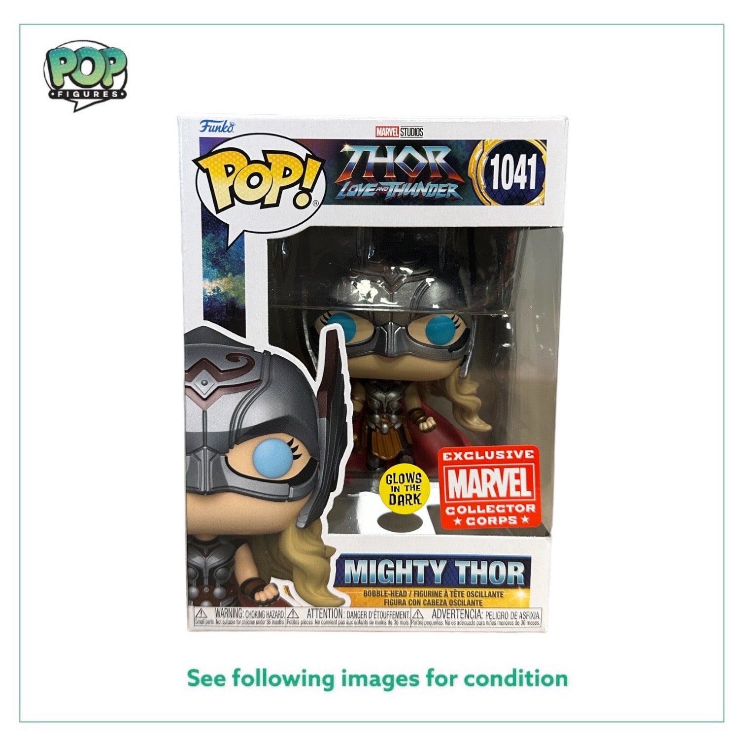 Mighty Thor #1041 (Glows in the Dark) Funko Pop! - Thor Love and Thunder - Marvel Collector Corps Exclusive - Condition 8.75/10