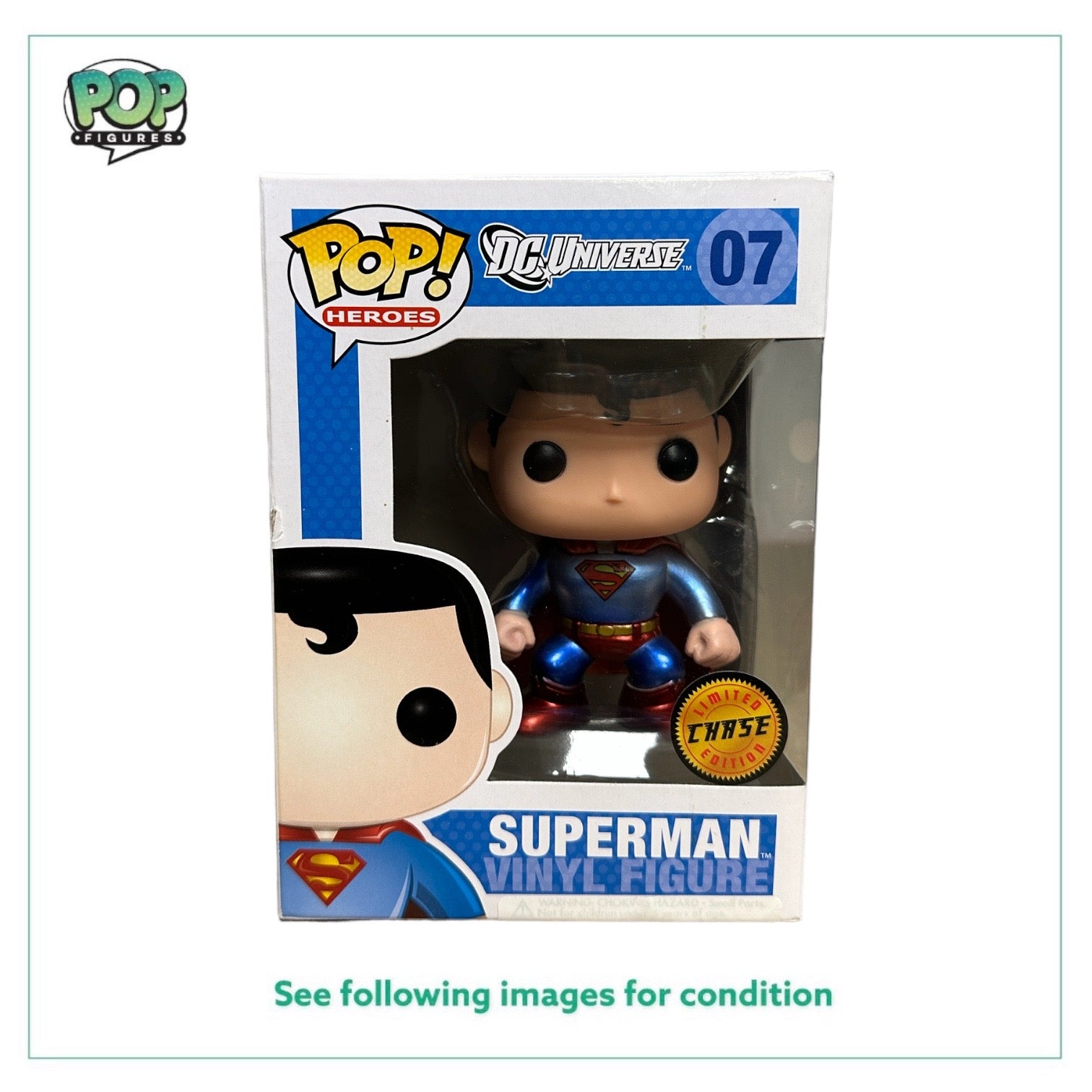 Superman #07 (Metallic Chase / Vinyl Figure) Funko Pop! - DC Universe - 2015 Pop! - Condition 7/10