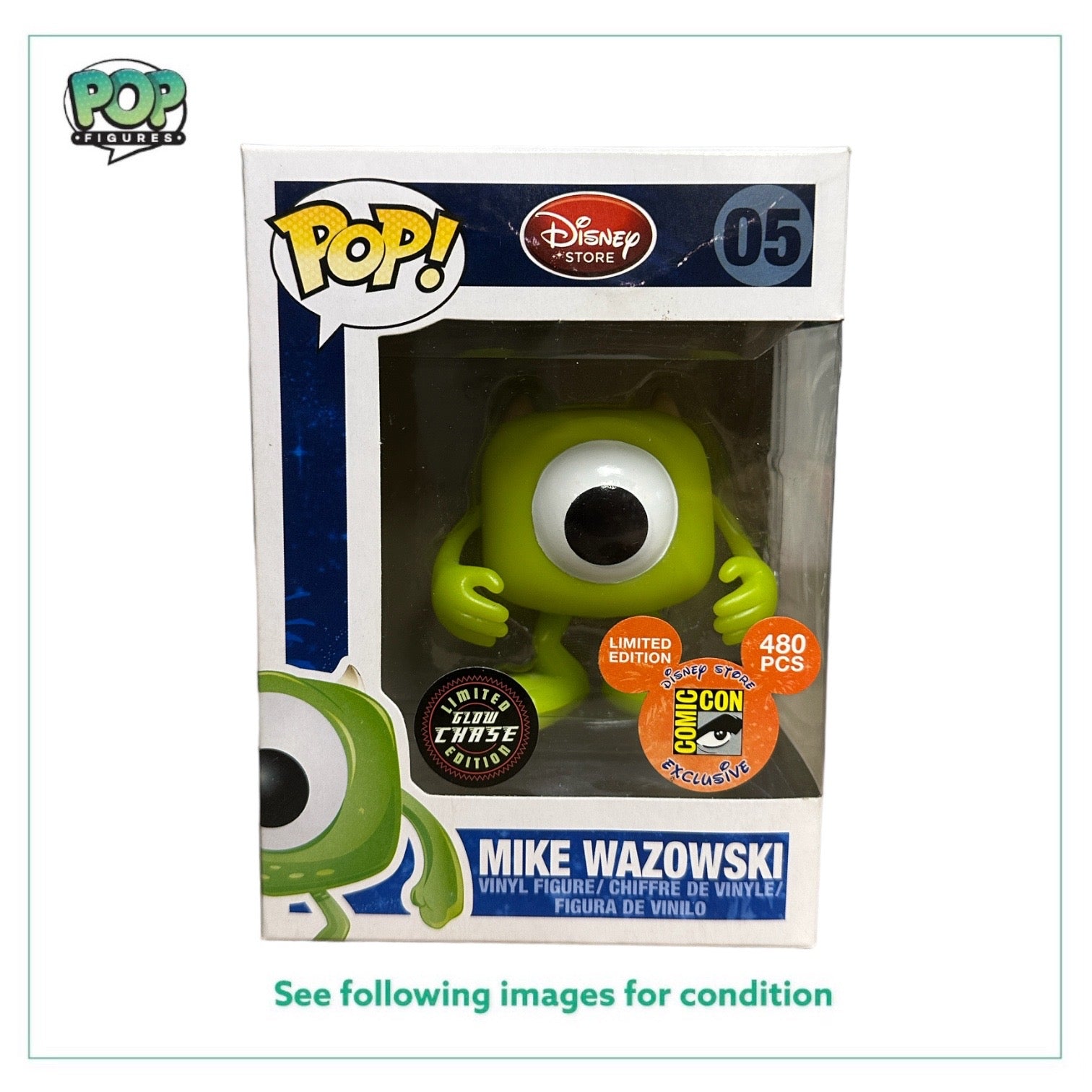 Mike Wazowski #05 (Glow Chase) Funko Pop! - Disney Series 1 - SDCC 2011 Disney Store Exclusive LE480 Pcs - Condition 7/10