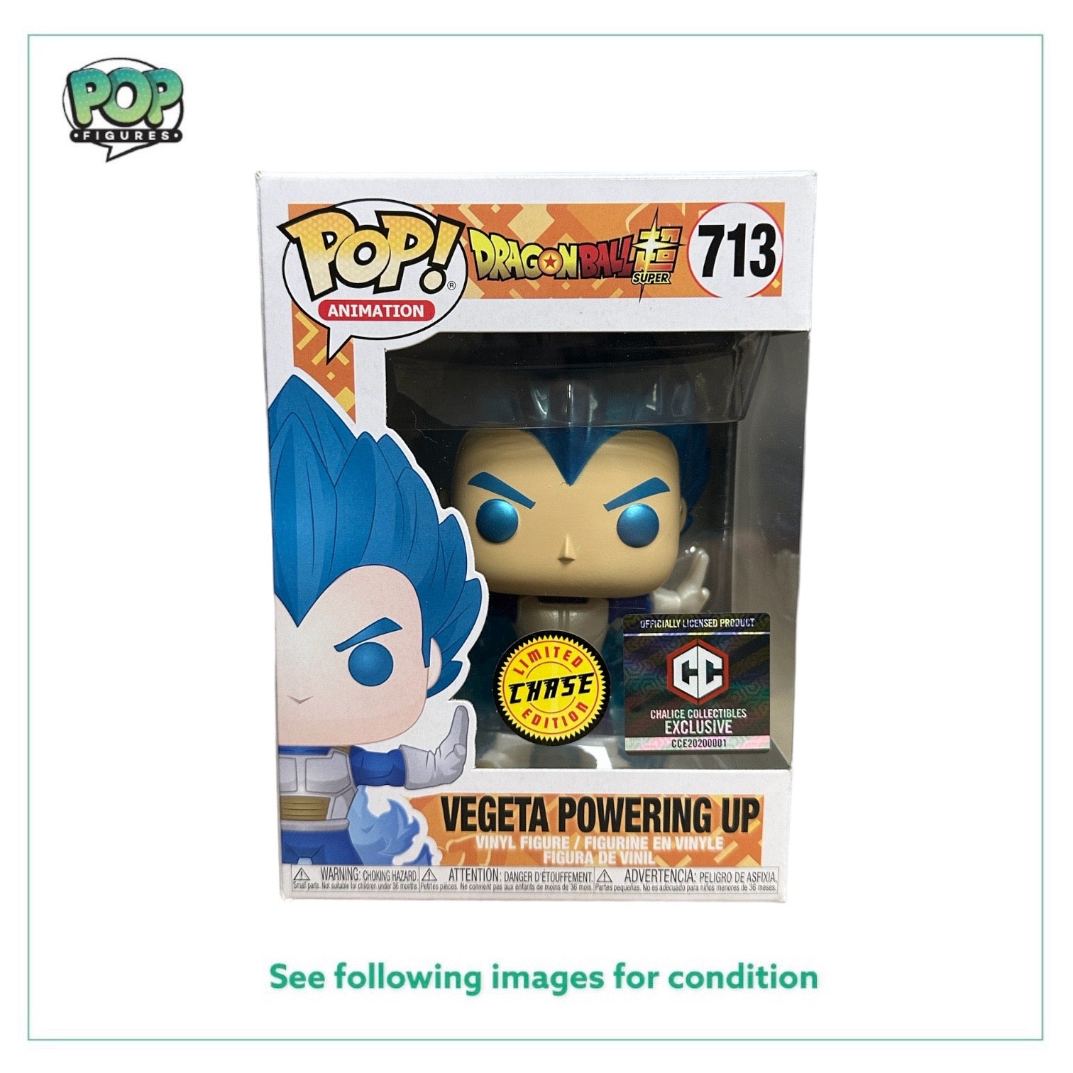 Vegeta Powering Up #713 (Metallic Chase) Funko Pop! - Dragon Ball Super - Chalice Collectibles Exclusive - Condition 8.75/10