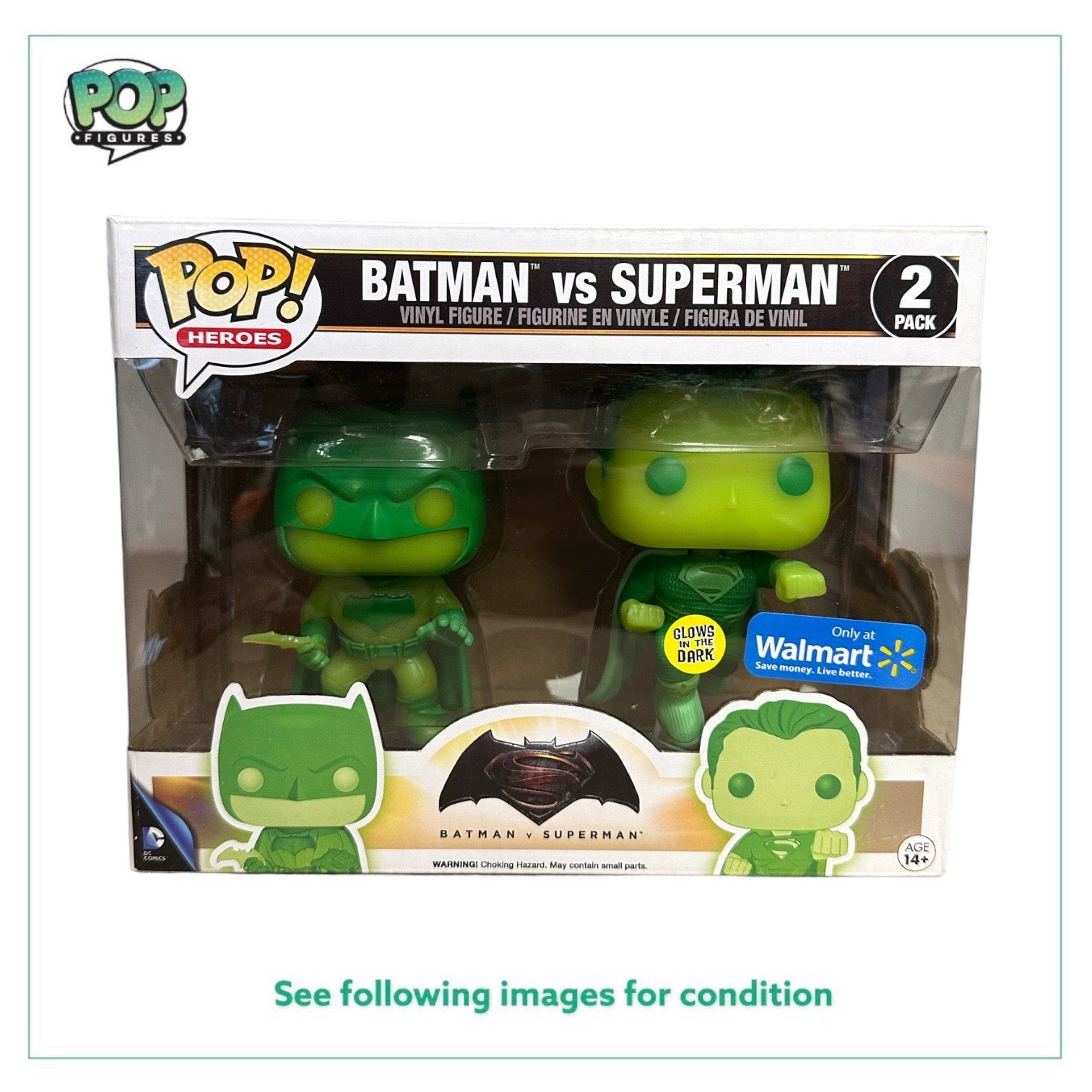 Batman vs Superman (Glows in the Dark) 2 Pack Funko Pop! - Batman v Superman - Walmart Exclusive - Condition 8.5/10