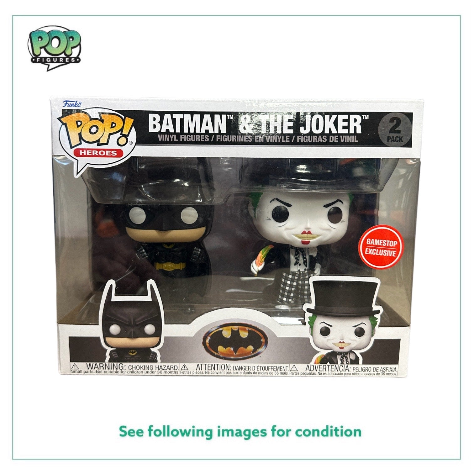 Batman & The Joker (Mime) 2 Pack Funko Pop! - Batman -  GameStop Exclusive - Condition 8.5/10