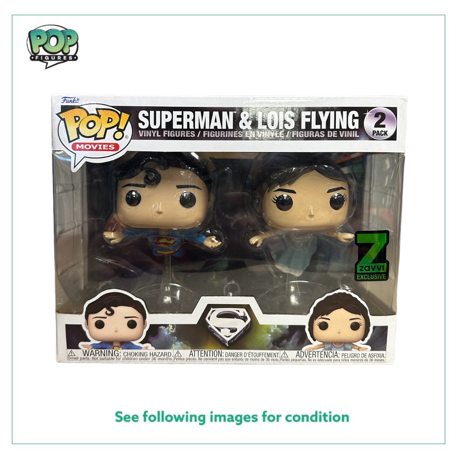 Superman & Lois Flying 2 Pack Funko Pop! - Superman The Movie - Zavvi Exclusive - Condition 9/10