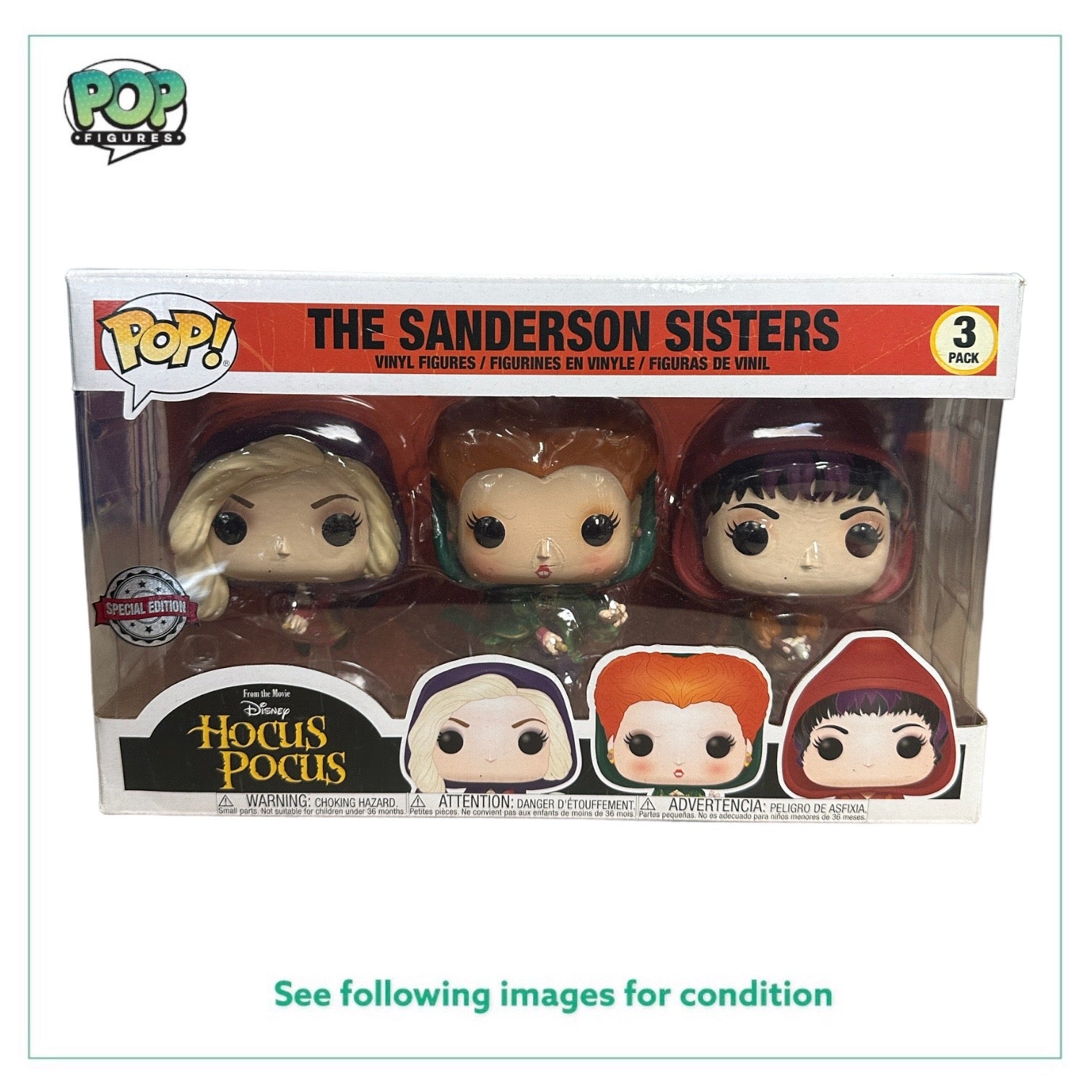 The Sanderson Sisters (Flying) 3 Pack Funko Pop! - Hocus Pocus - Special Edition - Condition 8/10