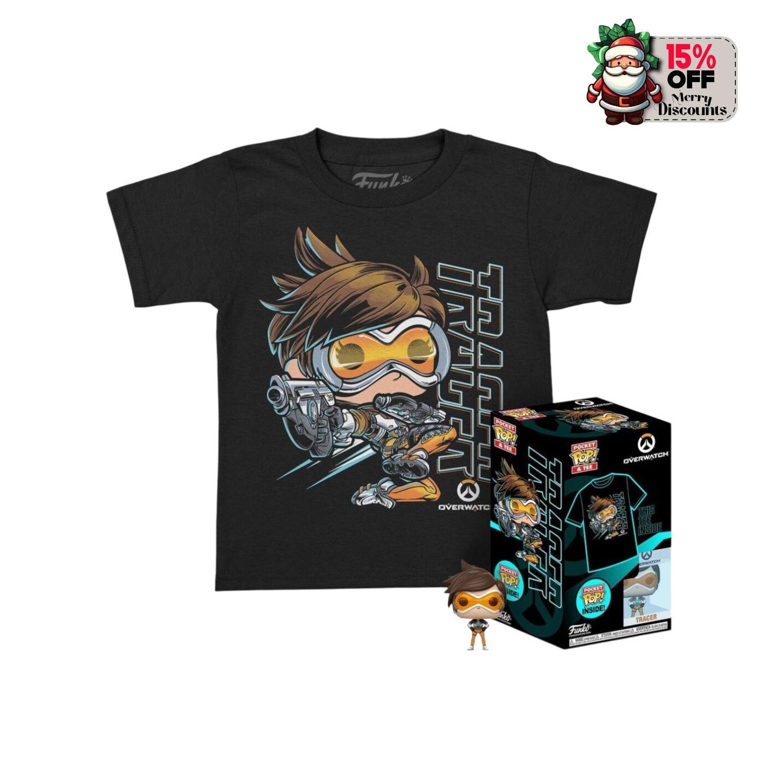 Overwatch  Tracer Pocket Pop and Tee - Childs Large