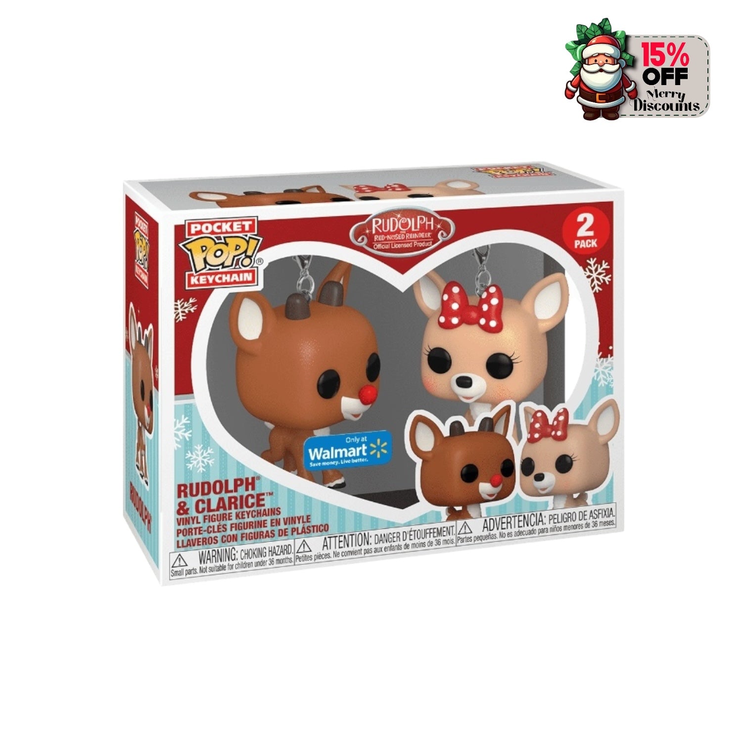 Rudolph & Clarice Funko Pocket Pop Keychain - Rudolph the Red-Nosed Reindeer