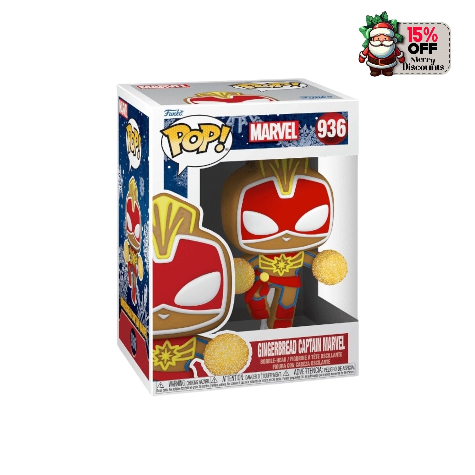 Gingerbread Captain Marvel #936 Funko Pop! - Marvel Holidays