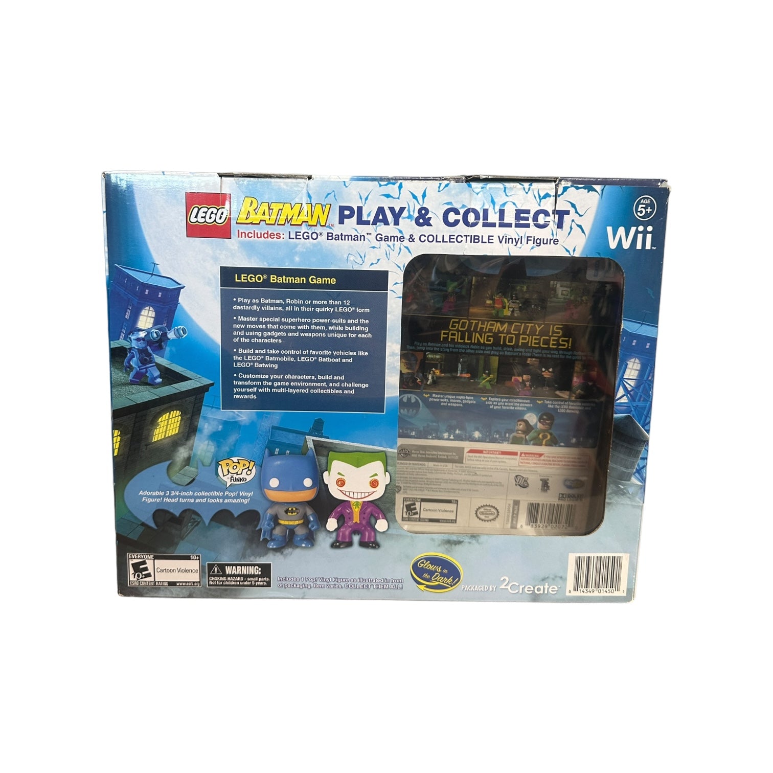 Lego Batman (Batman) Play & Collect Nintendo Wii (Glows in the Dark) Funko Pop Bundle! - Condition 6/10