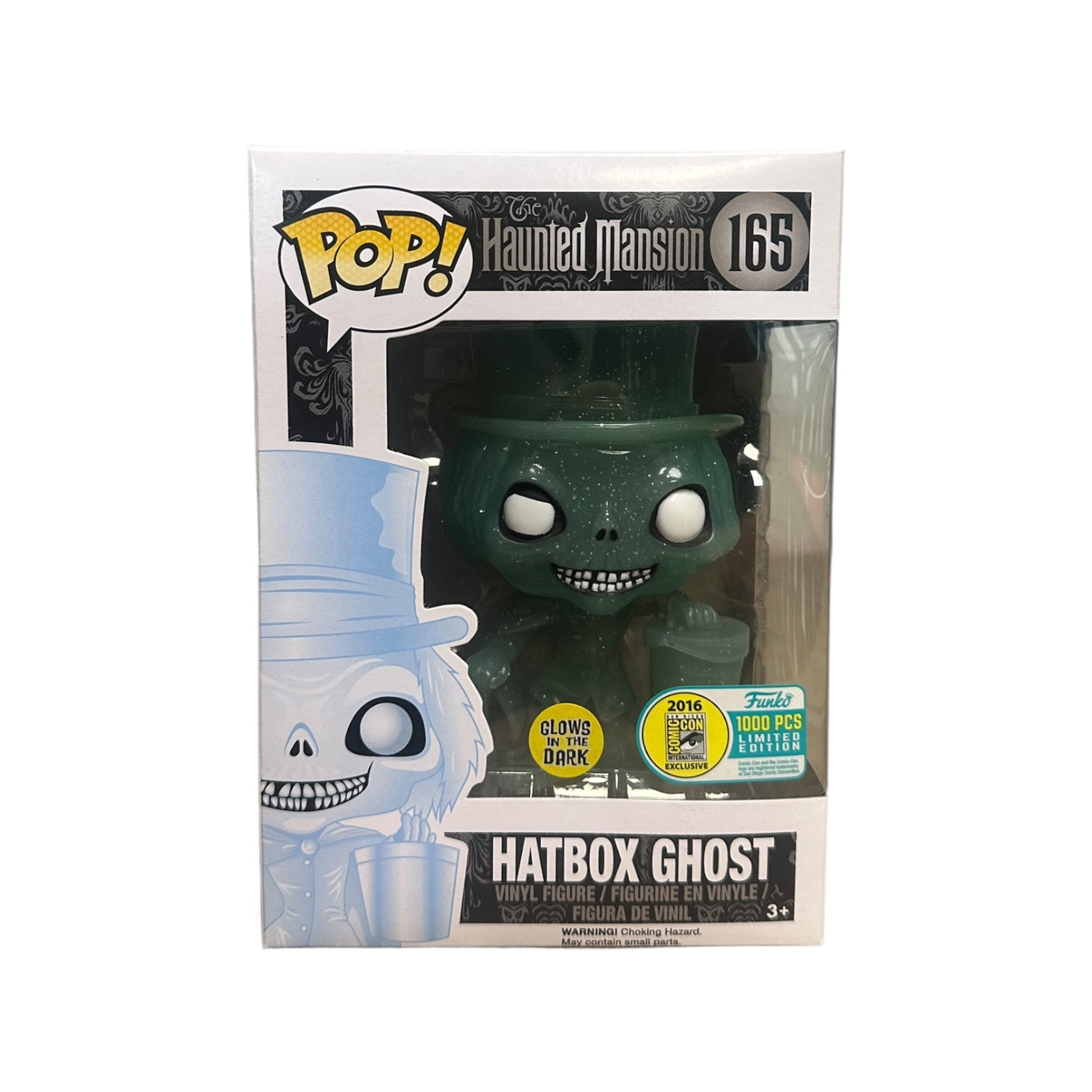 Hatbox Ghost #165 (Glows in the Dark) Funko Pop! - The Haunted Mansion - SDCC 2016 Exclusive LE1000 Pcs - Condition 7.5/10