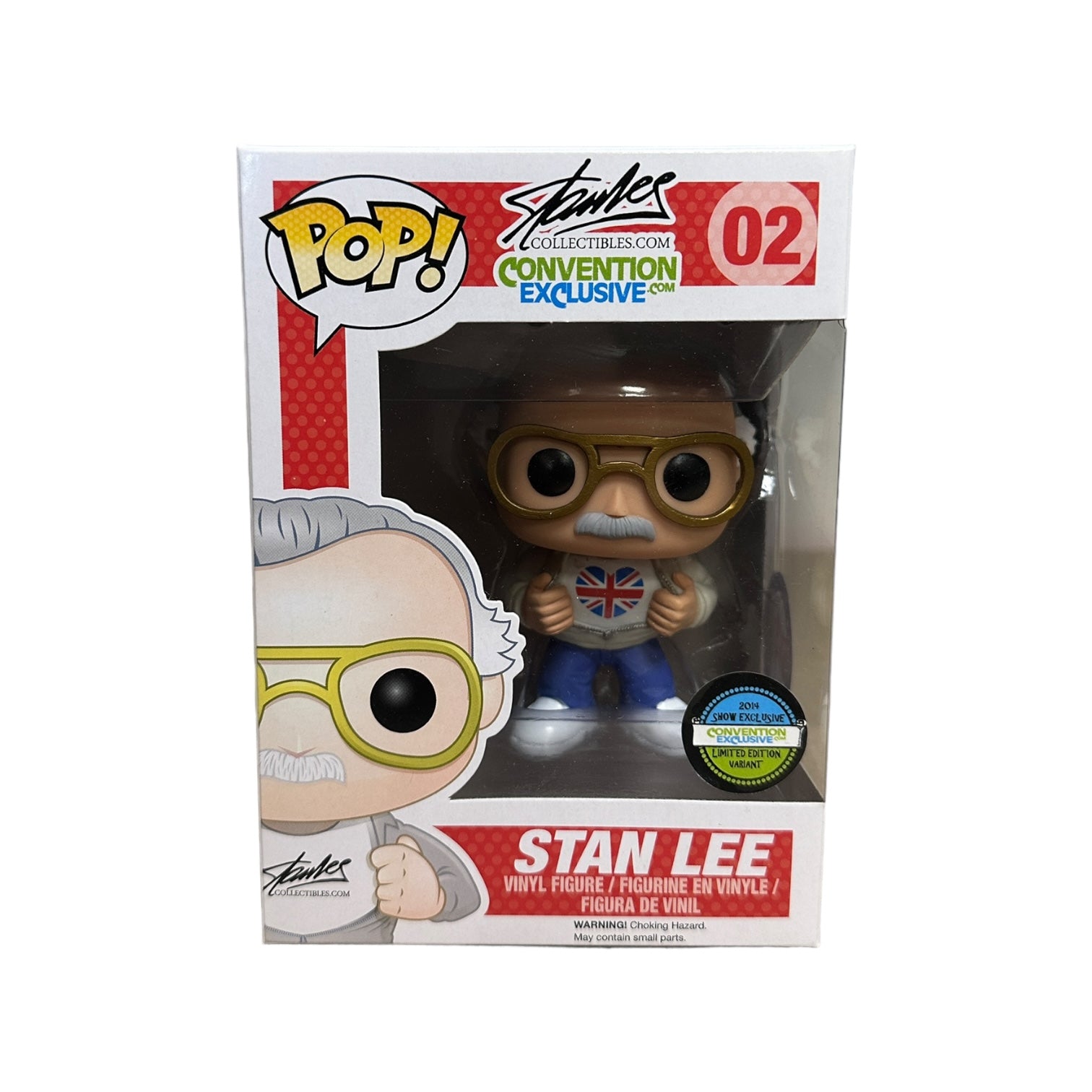 Stan Lee #02 (British Flag) Funko Pop! - Stan Lee Collectibles - London Film & Comic Con 2014 Exclusive LE1000 Pcs - Condition 8.75/10