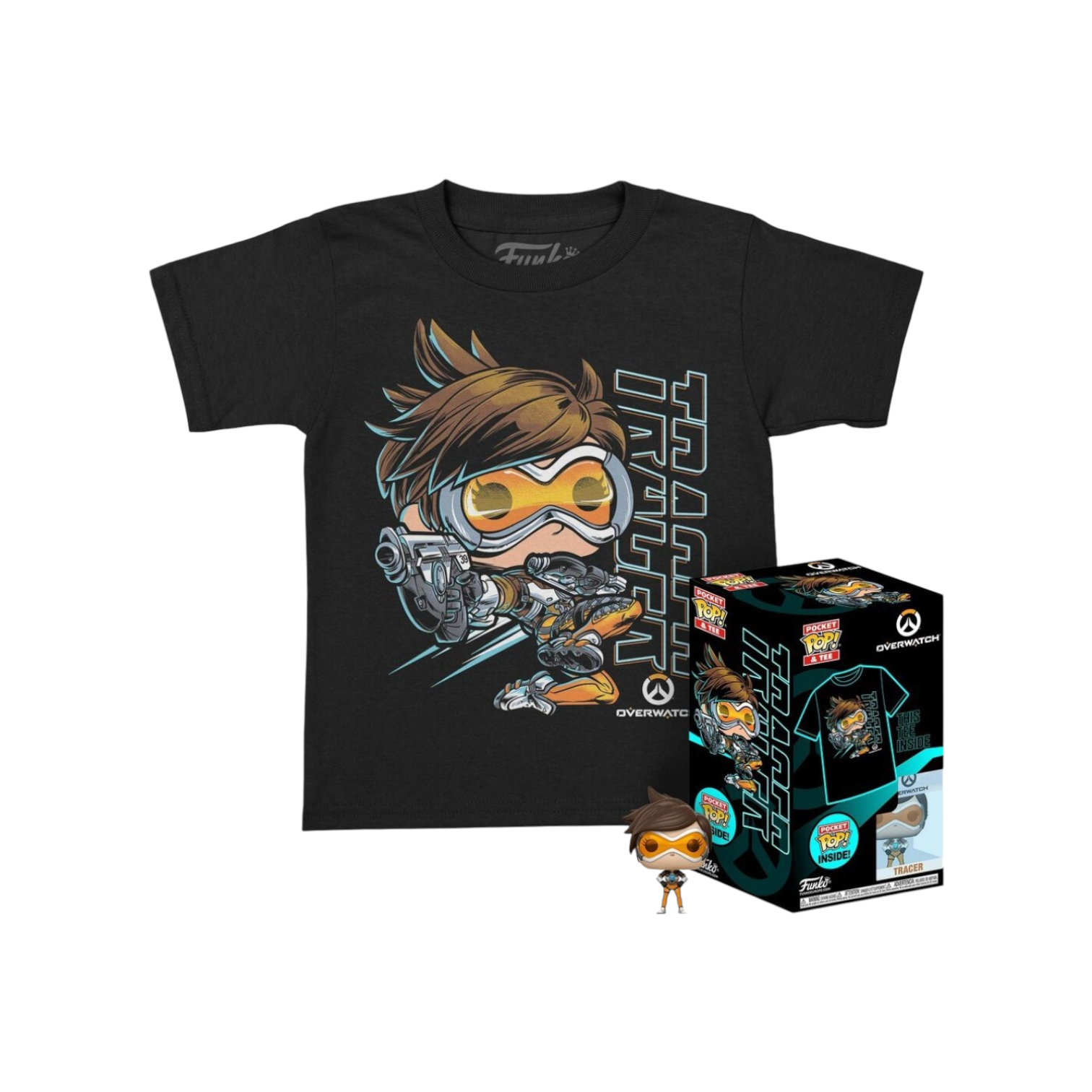 Overwatch  Tracer Pocket Pop and Tee - Childs Large