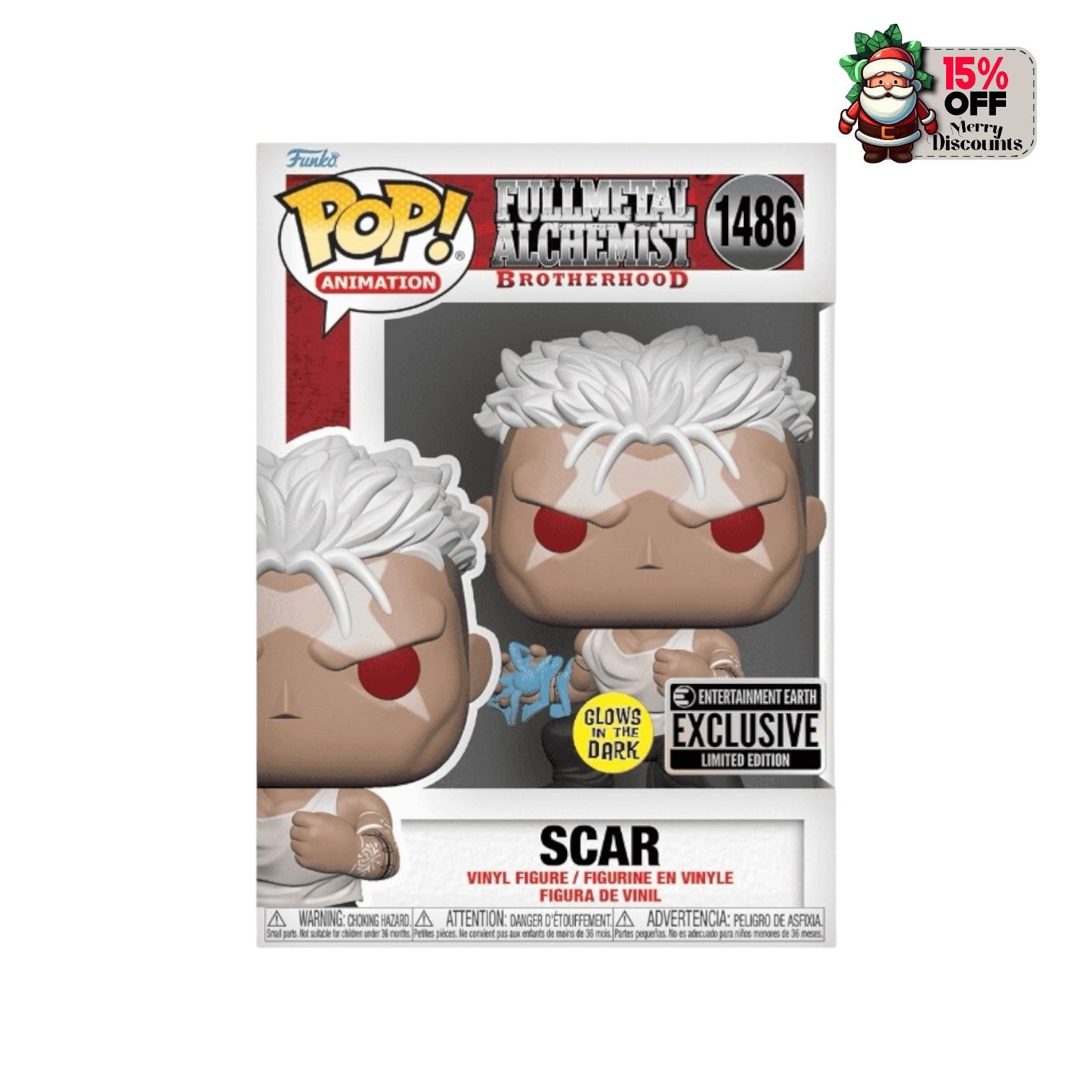 Scar #1486 (Glows in the Dark) Funko Pop! - Fullmetal Alchemist Brotherhood - Entertainment Earth Exclusive