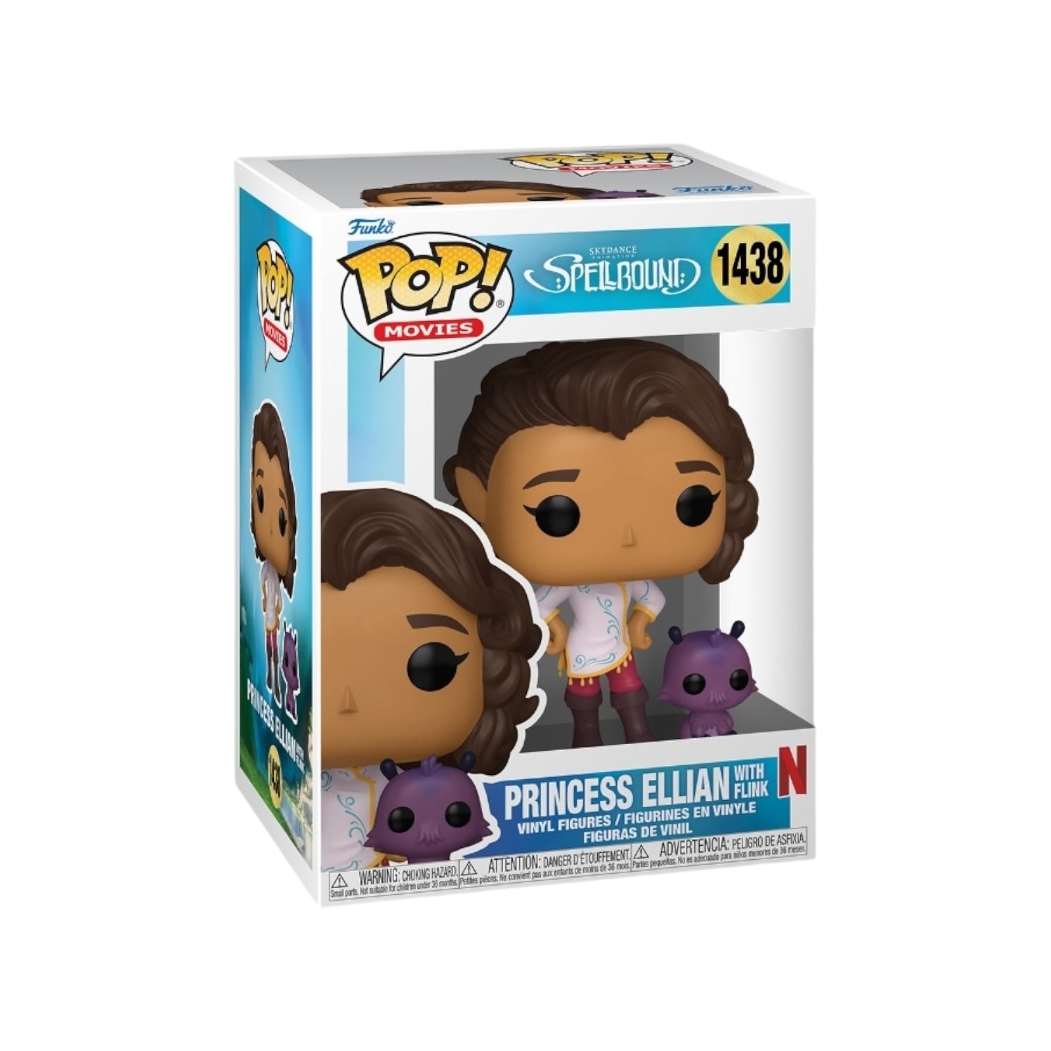 Her wavy hair, adorned with delicate flowers, flows gracefully, framing her warm smile. This adorable Flink Funko Pop captures the mischievous charm of Ellian’s trusty sidekick. With oversized eyes and a playful grin, Flink is designed with vibrant colors and a whimsical pose, showcasing his energetic personality