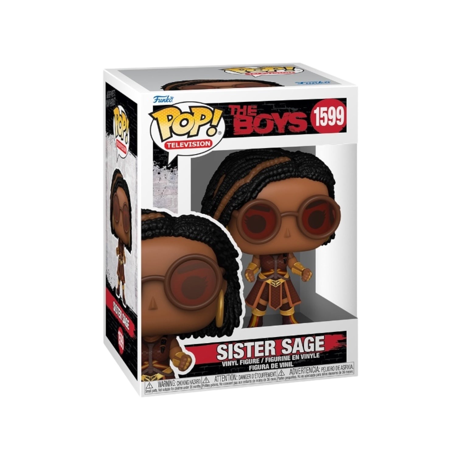 Funko Pop! figure of Sister Sage from The Boys, showcasing her unique design and vibrant colors in a collectible format.