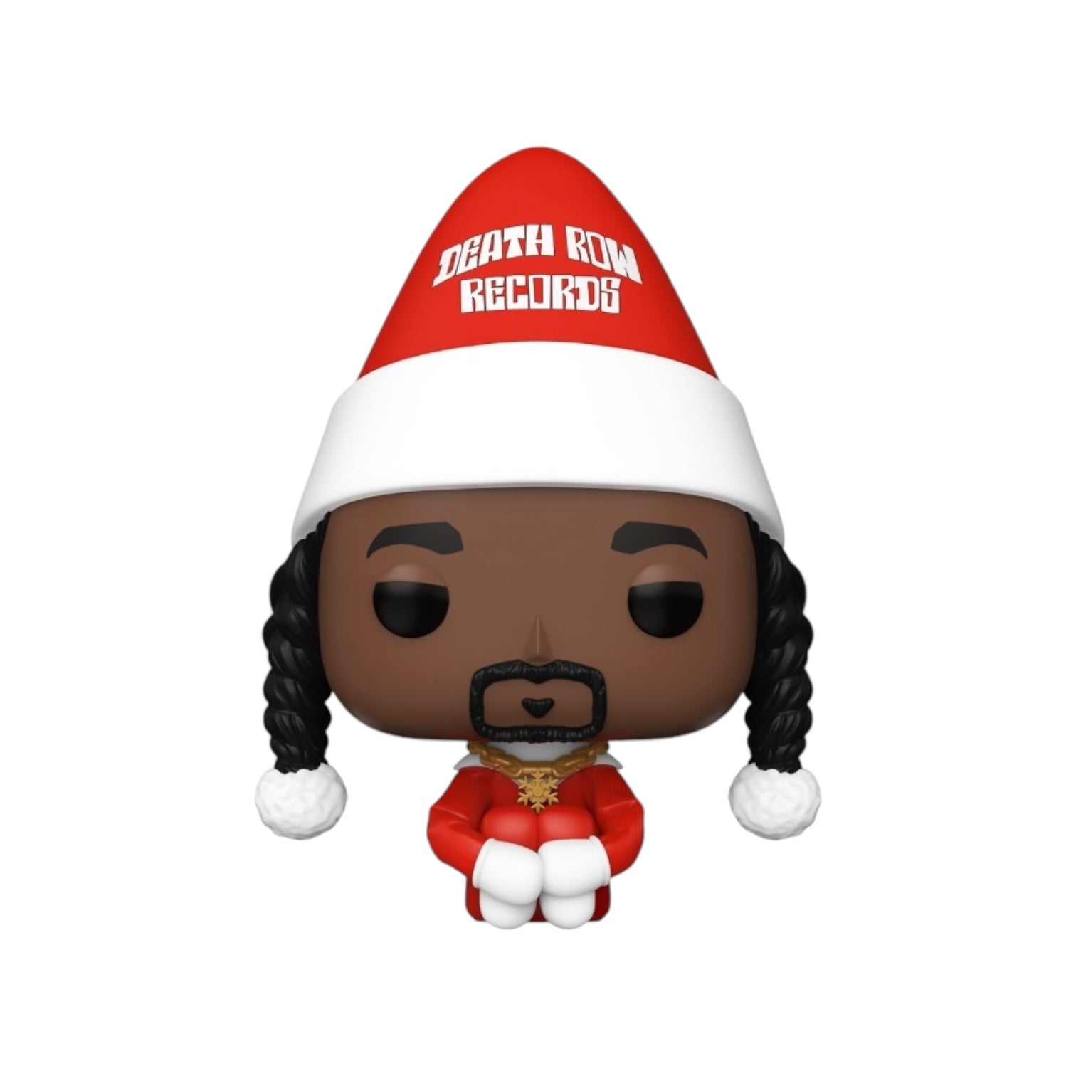 Snoop Dogg as a Santa Pop Vinyl figure, sporting a festive outfit and a big smile, perfect for holiday vibes